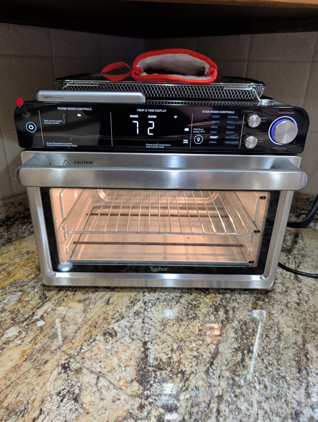 Typhur Sync Oven with Smart AI Wireless Meat Thermometer Probe, 12‑in‑1 Countertop Air Fryer Toaster Oven Combo, 360° Turbo Convection, Dehydrator, Recipe & 5 Accessories, Large 27QT, Stainless Steel customer photo 1