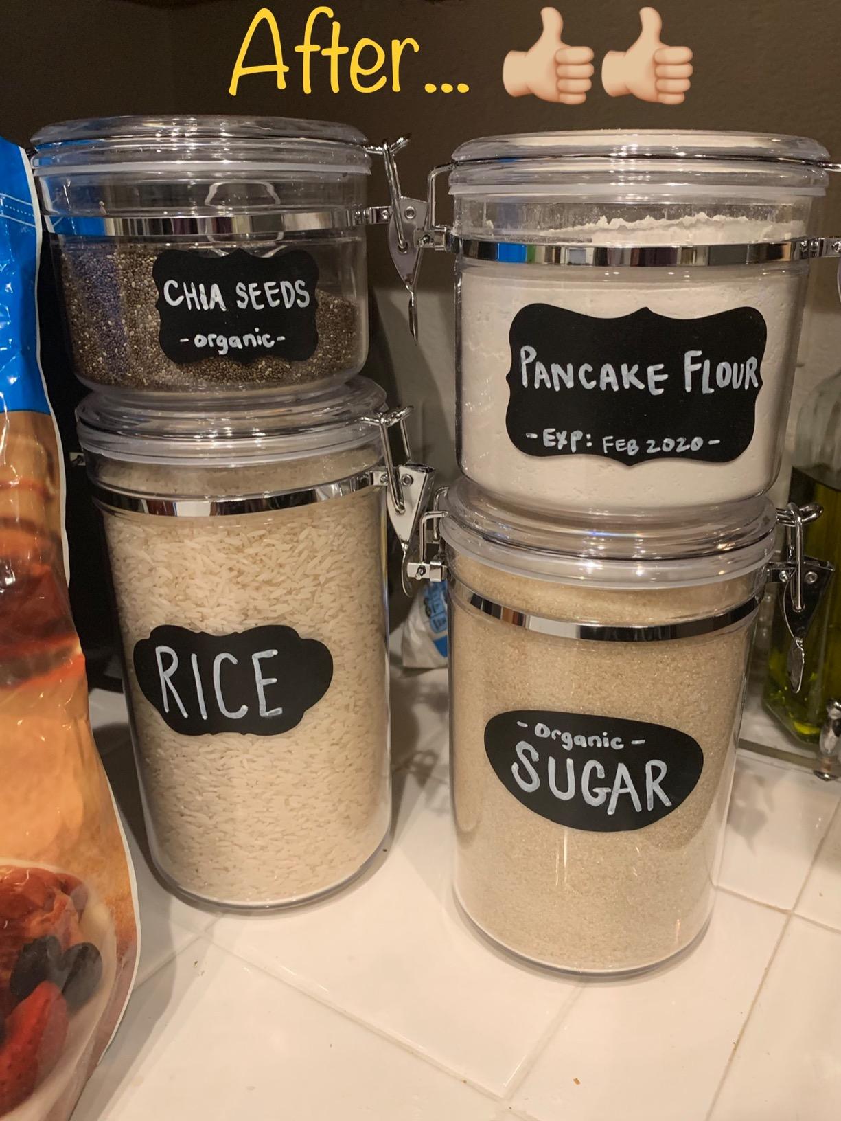 Oggi 4pc Clear Canister Set with Clamp Lids & Spoons - Airtight Food Storage Containers, Ideal for Kitchen & Pantry Storage of Bulk, Dry Food Including Flour, Sugar, Coffee, Rice, Tea, Spices & Herbs customer photo 2