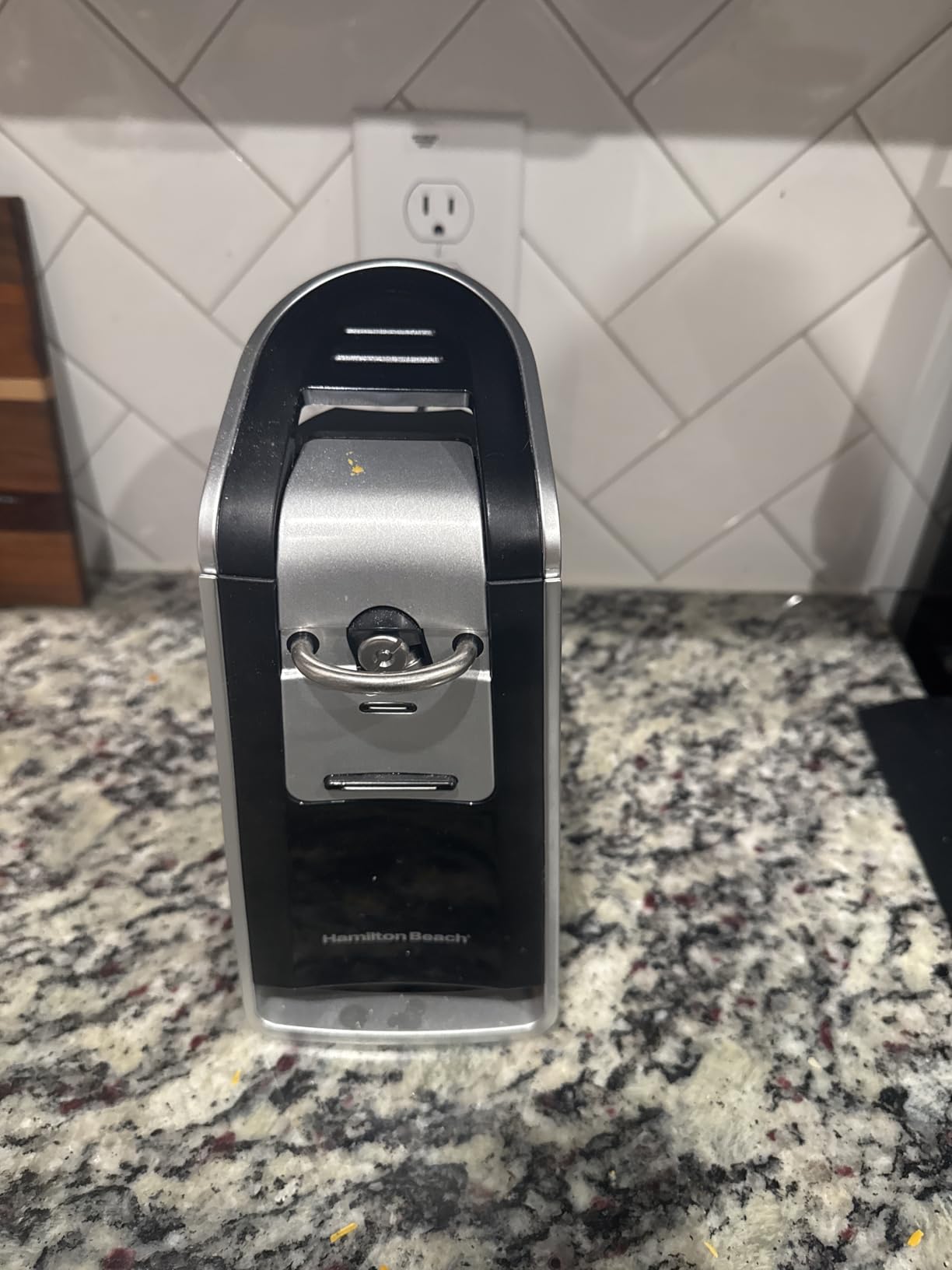 Hamilton Beach Smooth Touch Electric Can Opener With Easy Push Down Lever | Opens All Standard, Extra-Tall & Pop-Top Cans | Includes Stainless Steel Scissors | Black & Chrome | 76607J customer photo 1