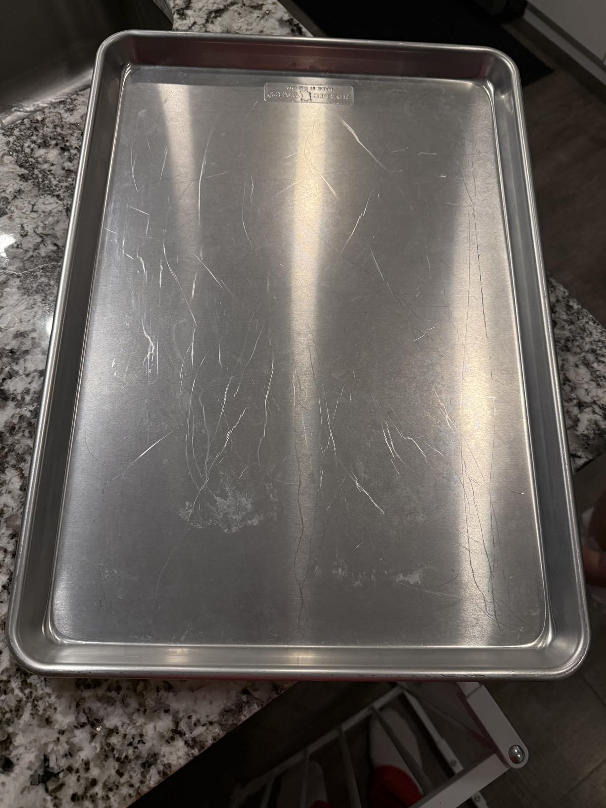 Nordic Ware Extra Large Baking Sheet, 21 x 15 inches, XL Big Sheet Pan Natural Uncoated Aluminum, Reinforced Steel Rim Prevents Warping, 1pk customer photo 1