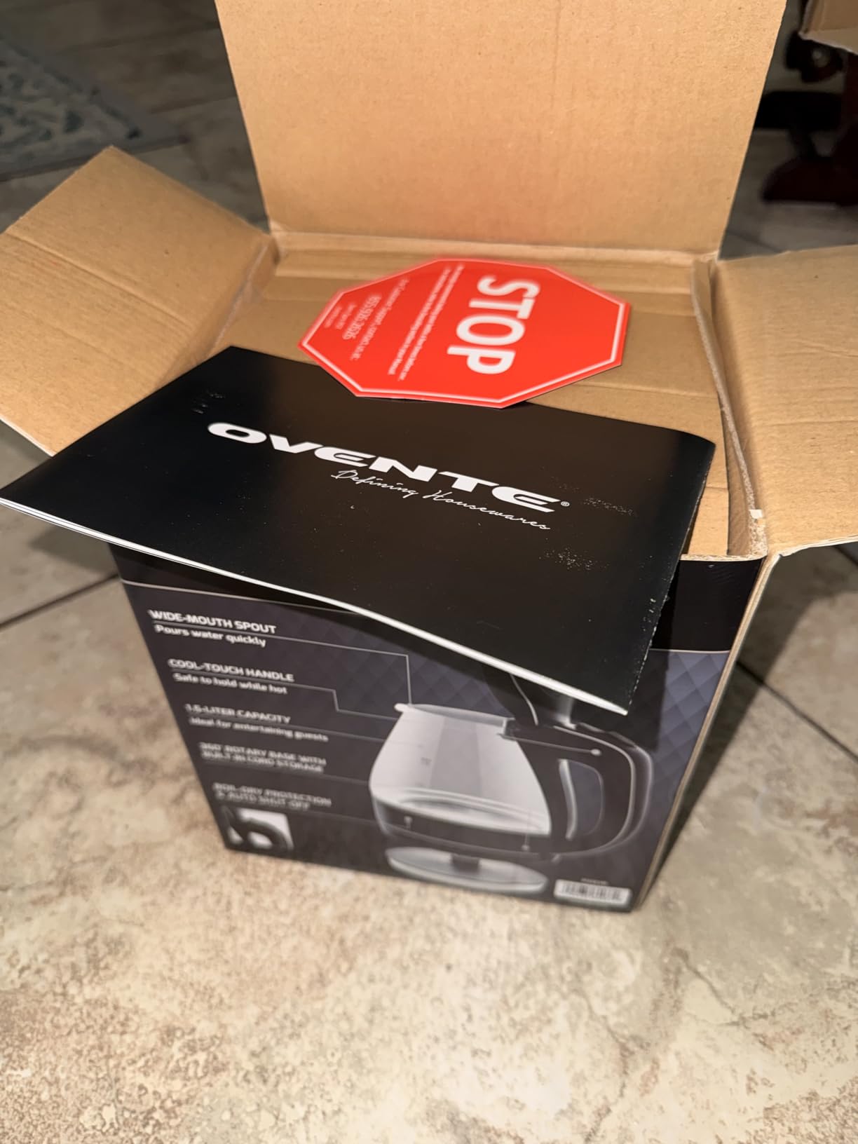 OVENTE 1.5L Glass Electric Kettle Water Boiler, Black KG83B customer photo 1