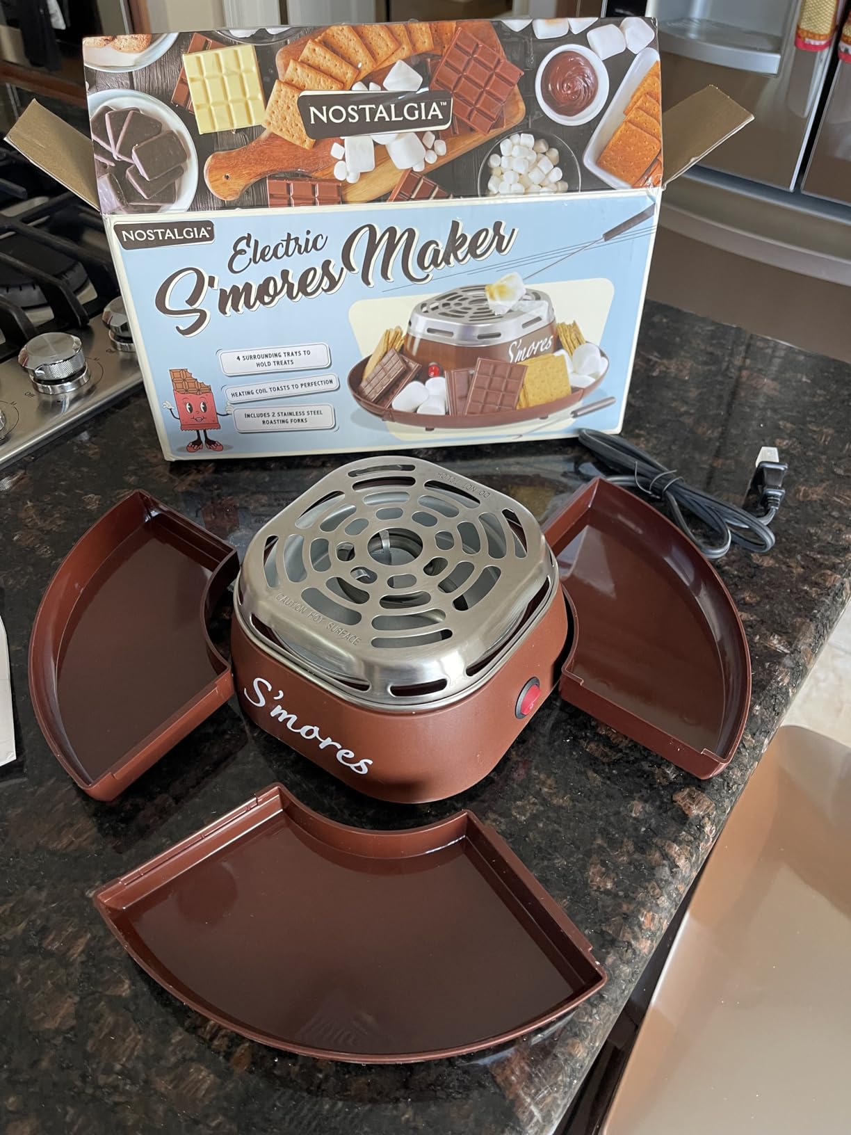 Nostalgia Tabletop Indoor Electric S'mores Maker - Smores Kit With Marshmallow Roasting Sticks and 4 Trays for Graham Crackers, Chocolate, and Marshmallows - Movie Night Supplies customer photo 1