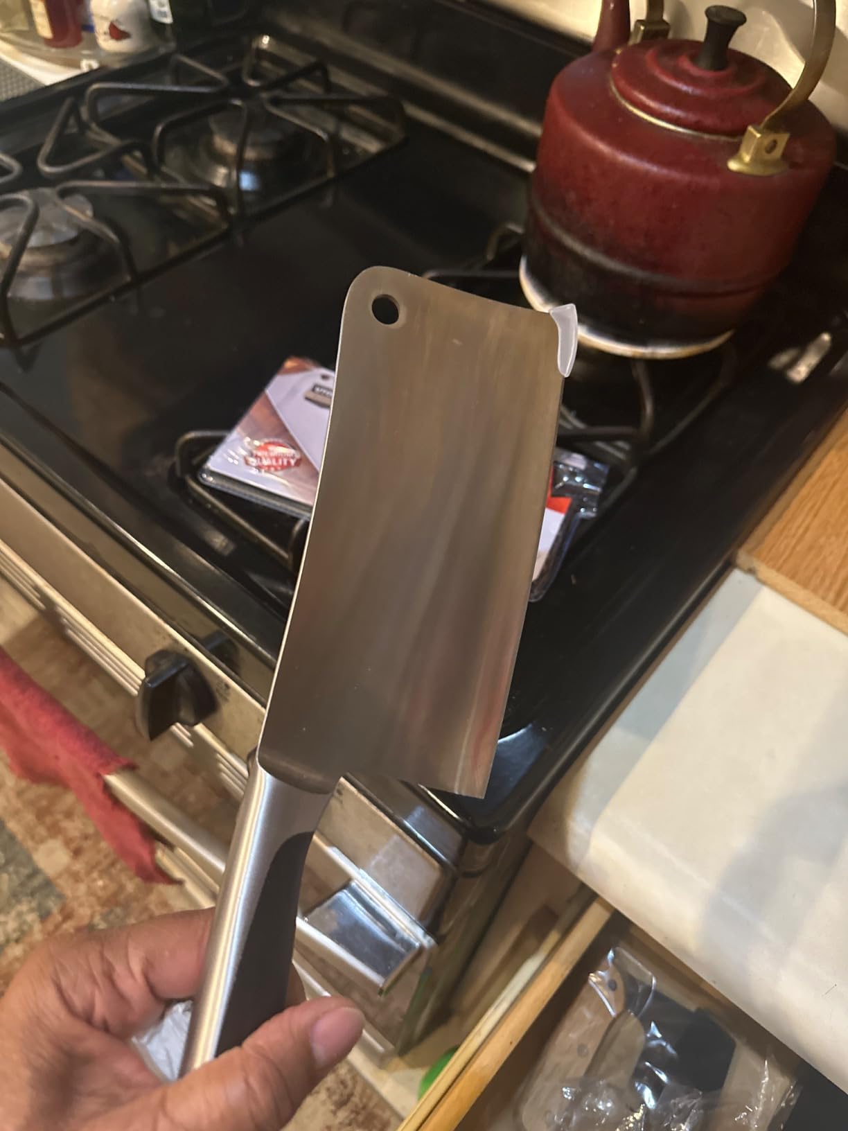 Utopia Kitchen Meat Cleaver Knife 7 Inch Bone Chopper Stainless Steel | Butcher Knife, Vegetable and Bone Chopping, Multipurpose Kitchen Use, Durable Blade, Chef Grade customer photo 1