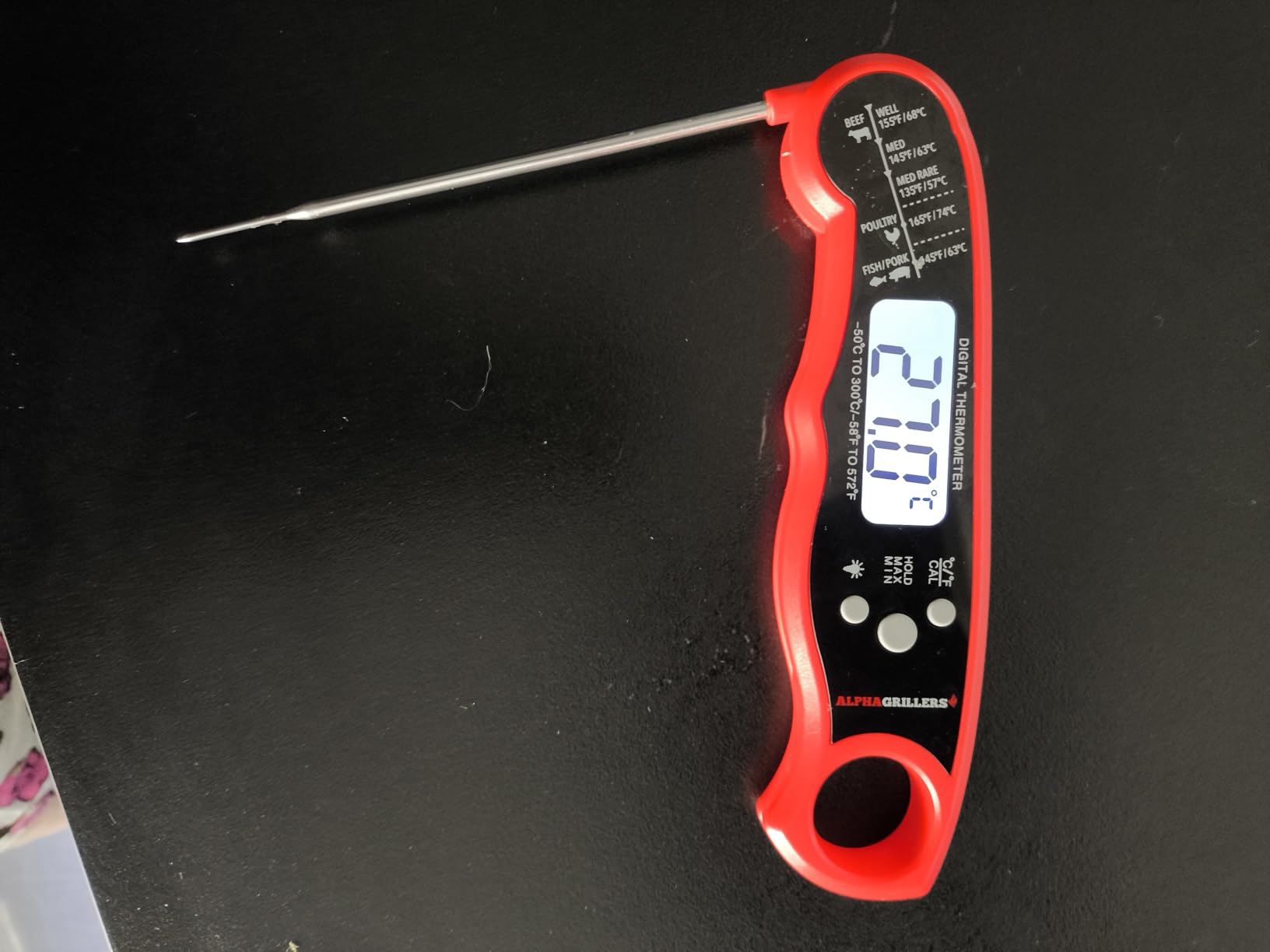 Alpha Grillers Instant Read Meat Thermometer Digital, Cooking, Food, Grill | 1-2 Second Ultra-Fast Response Time, Bright Backlit Display, Waterproof (IP67) customer photo 1