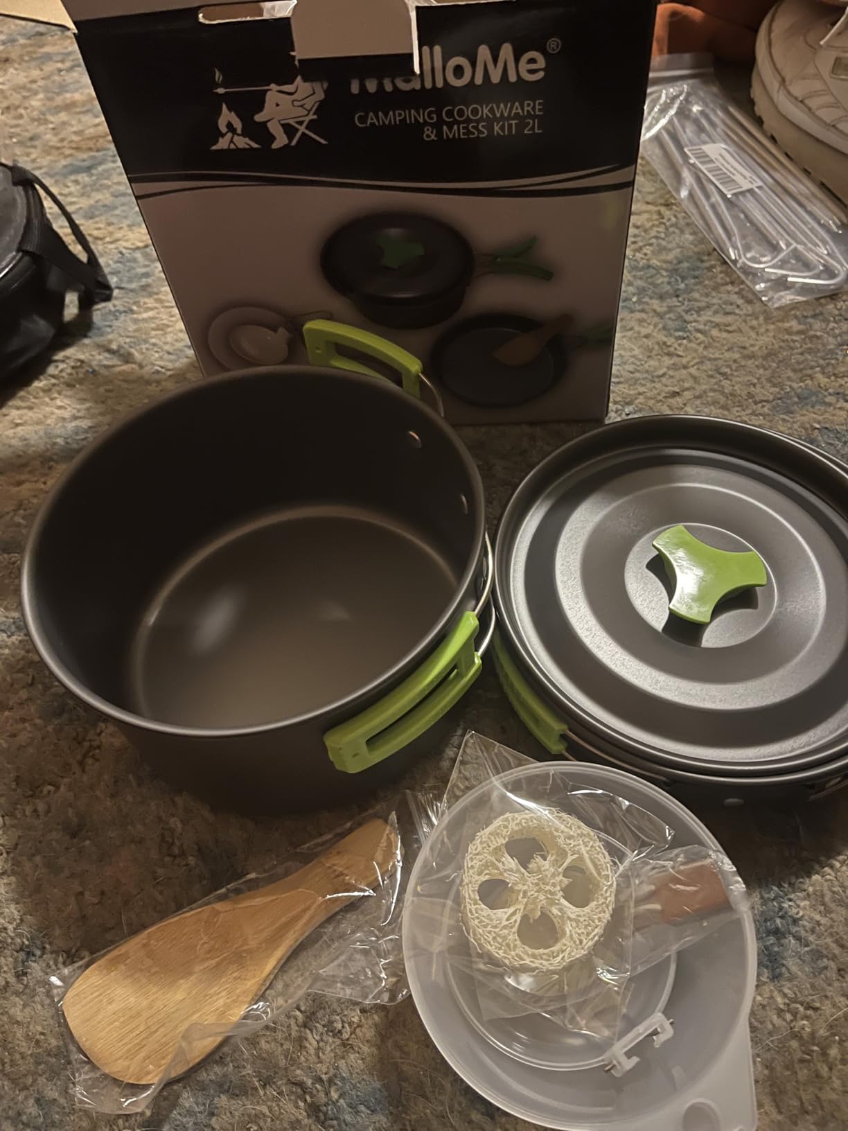 MalloMe Camping Cookware Mess Kit for Backpacking Gear - Camping Cooking Set - Camping Pots and Pans Set - Backpacking Stove/Portable Stove Compatible - Camp Kitchen Equipment Accessories Pot customer photo 2
