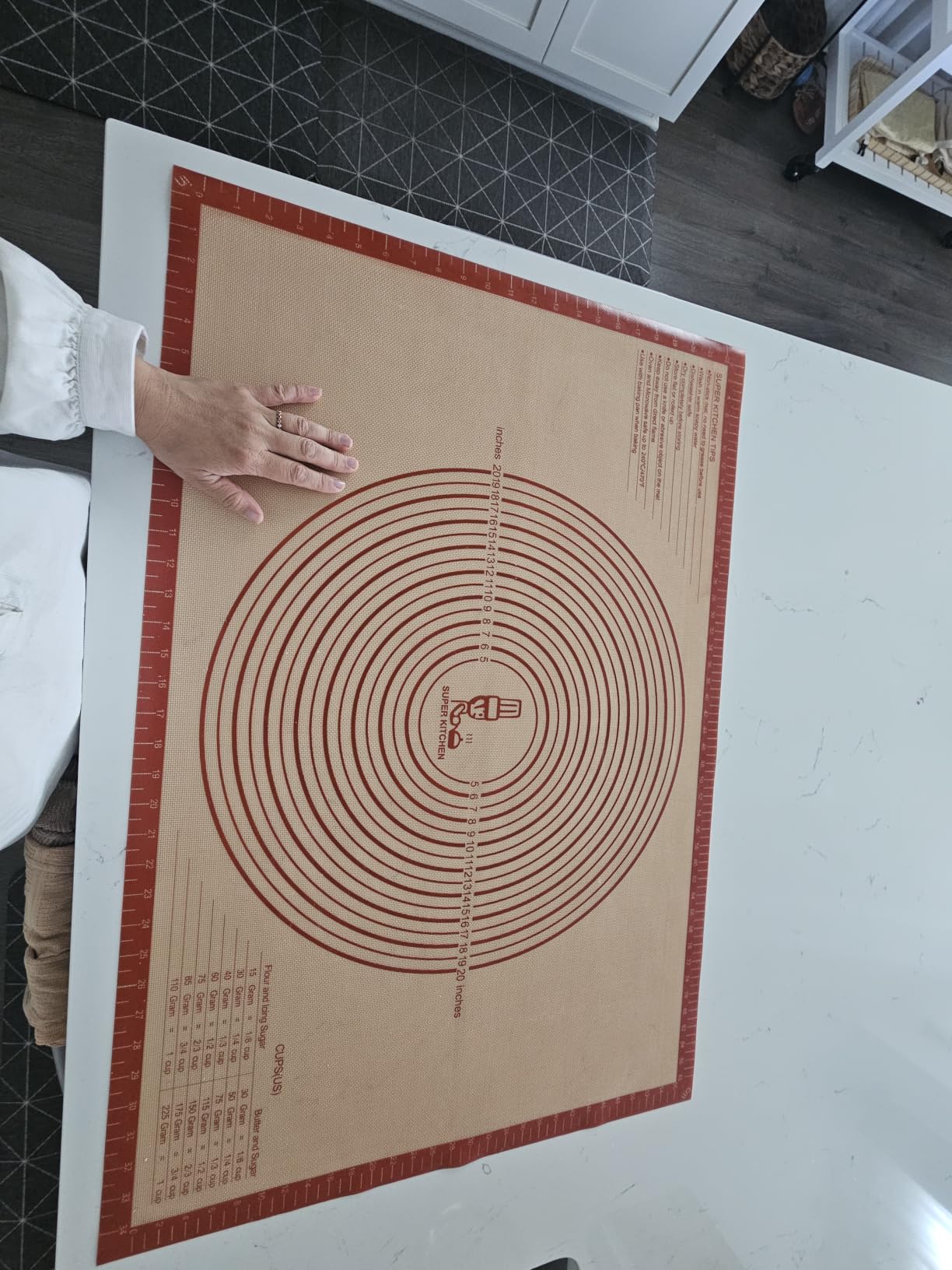 Non-slip Silicone Pastry Mat Extra Large with Measurements 28''By 20'' for Silicone Baking Mat, Counter, Dough Rolling, Oven Liner,Fondant/Pie Crust By Folksy Super Kitchen Red customer photo 2