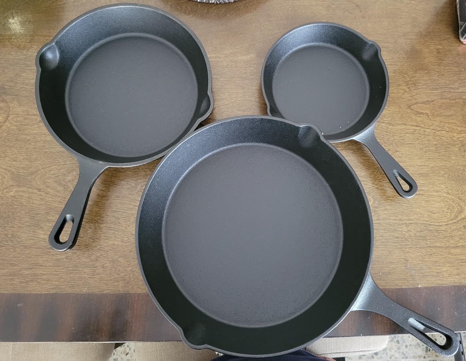 Cast Iron Skillet 3-Piece Set w/Cookbook - Heavy-Duty Professional Restaurant Chef Quality Pre-Seasoned Pan Cookware - 10