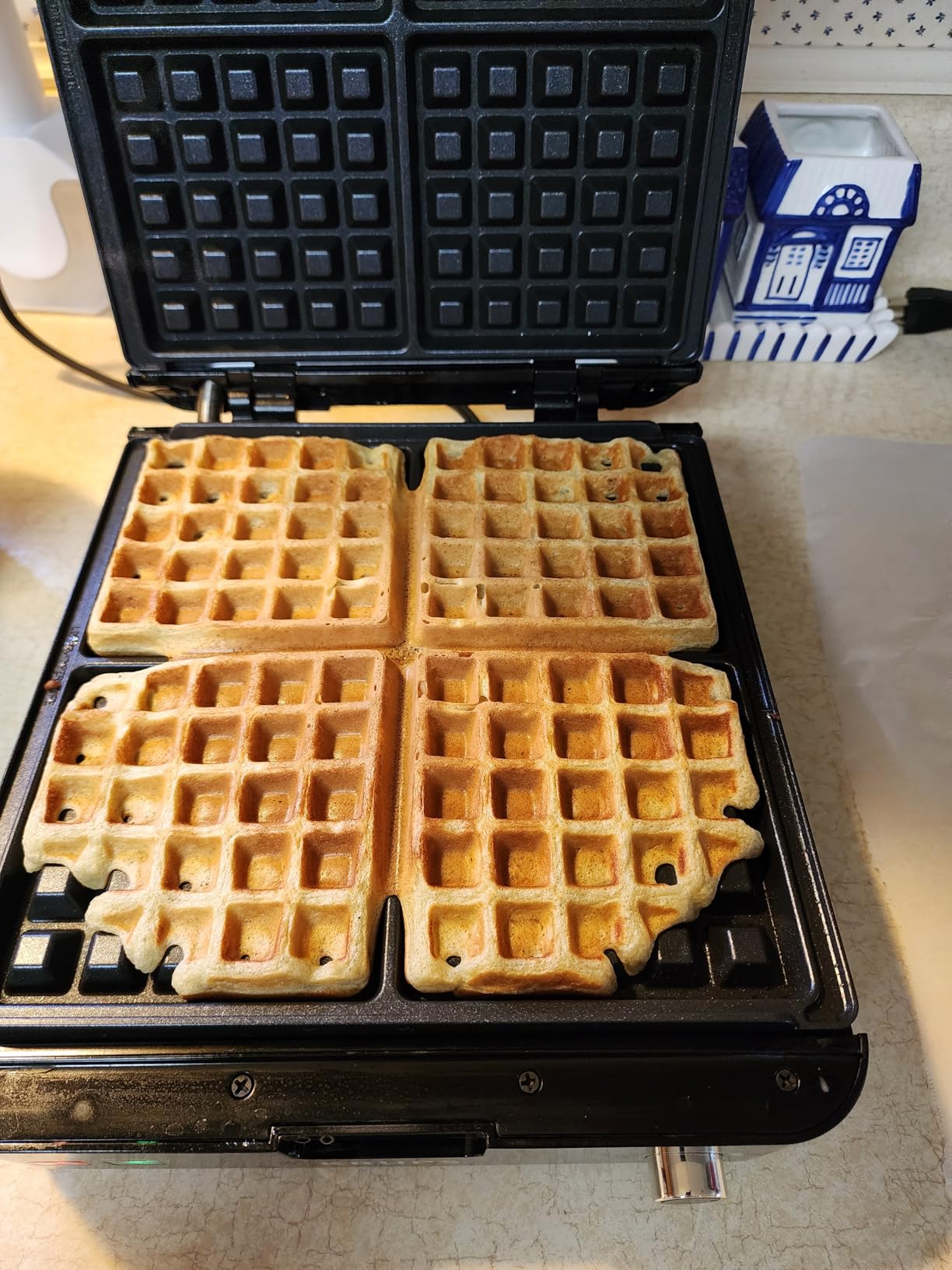 KRUPS 4-Slice Belgian Waffle Maker: Stainless Steel, 5 Browning Levels, Audible Ready Beep, Removable Plates, 1200W, Silver/Black, Large Waffle Maker Family Size, Great for Family Breakfasts customer photo 2