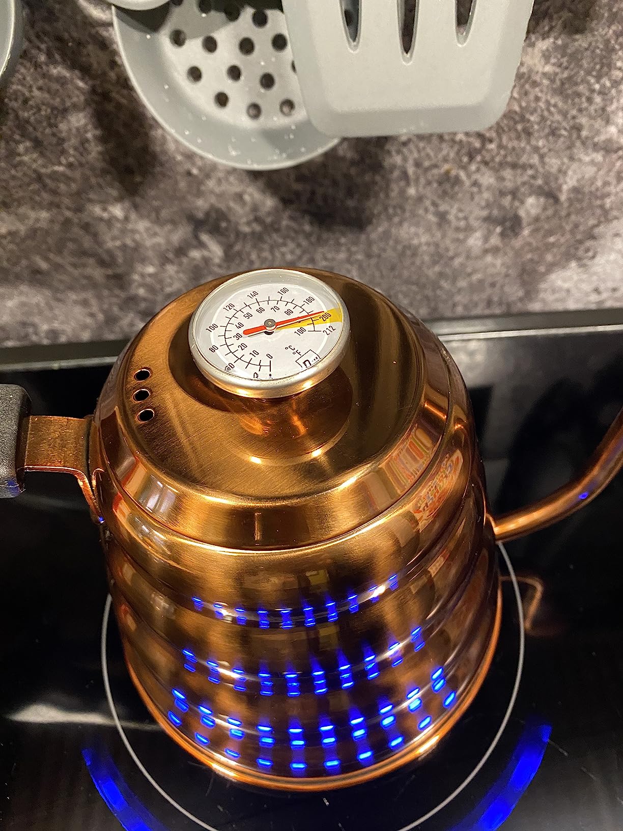 Barista Warrior Gooseneck Kettle with Thermometer - 1.2L Pour Over Coffee & Tea Kettle, 18/8 Stainless Steel, Precision Pour Drip Spout, Suitable for All-Stoves (40 fl oz) customer photo 2