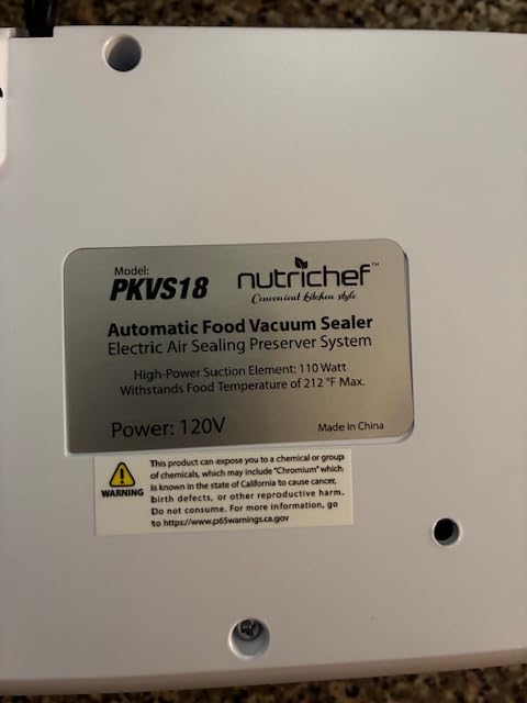 NutriChef Food Vacuum Sealer Machine - Automatic Air Sealing System for Dry & Moist Foods, LED Touch Controls, Includes Vacuum Bags, Hose & Wine Stopper customer photo 2