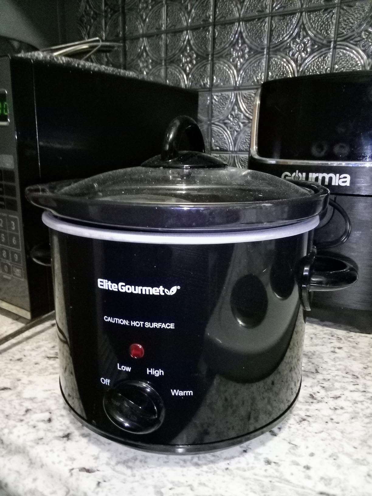 Elite Gourmet MST-350B Electric Slow Cooker, Adjustable Temp, Entrees, Sauces, Stews & Dips, Dishwasher Safe Glass Lid & Crock (3 Quart, Black) customer photo 2