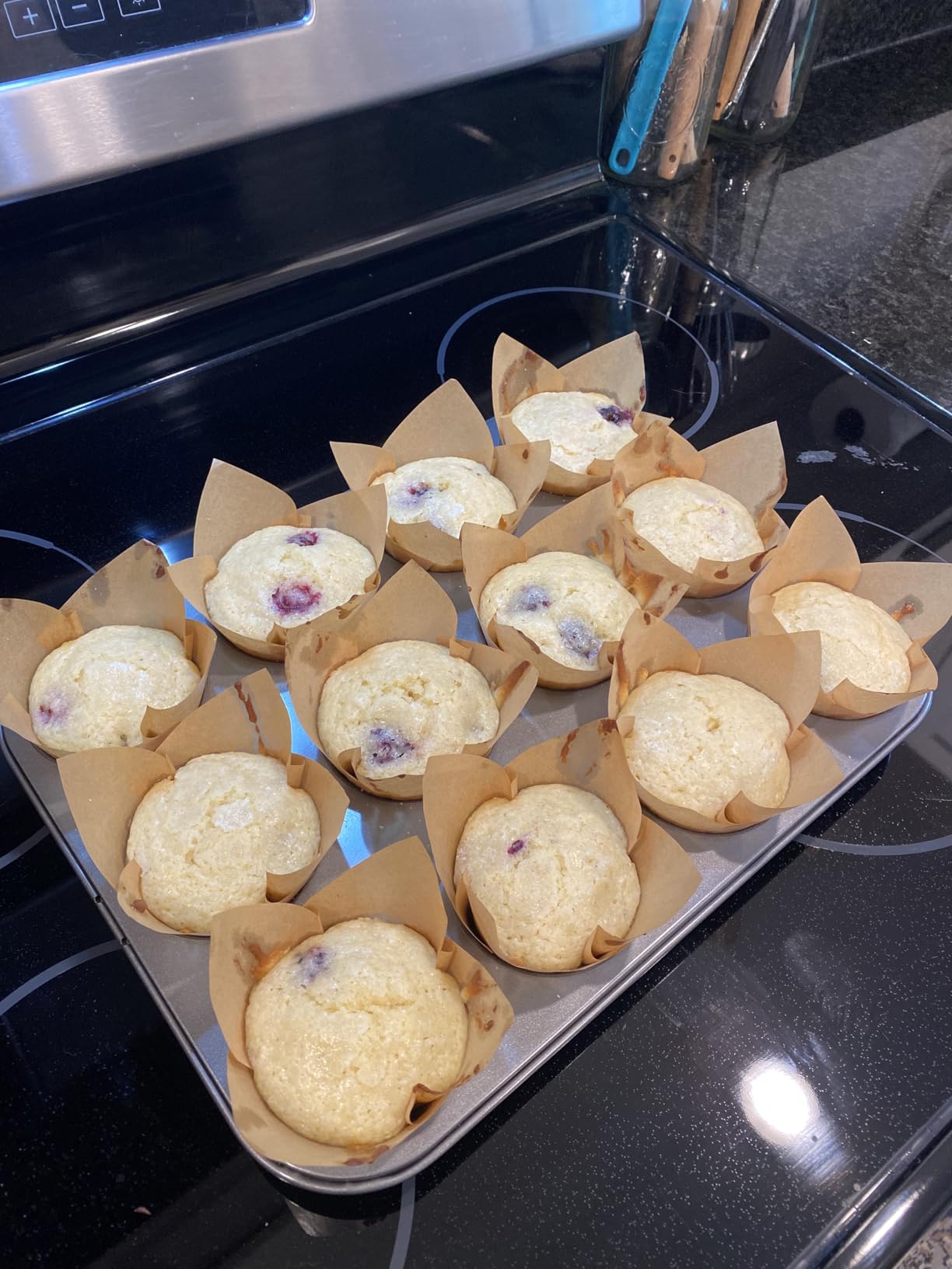 Amazon Basics Nonstick Muffin Pan, Set of 2, Sturdy, Oven Safe, Bakes Evenly, Easy to Clean, 12 Cups, Gray, 13.9x10.55x1.22