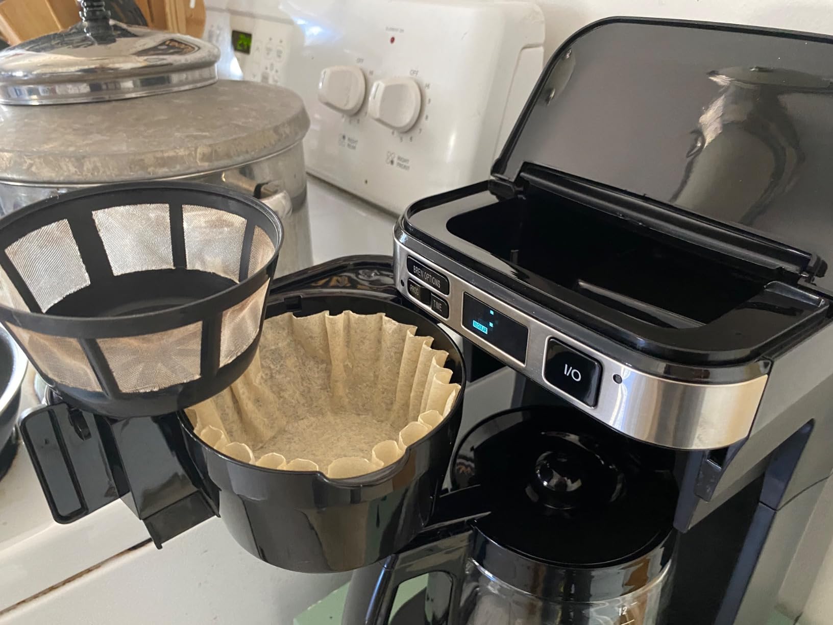 Hamilton Beach FrontFill 12 Cup Programmable Drip Coffee Maker | Regular & Bold Brew Options | Auto Pause and Pour | Glass Carafe | Black with Stainless Accents | 46310 customer photo 1