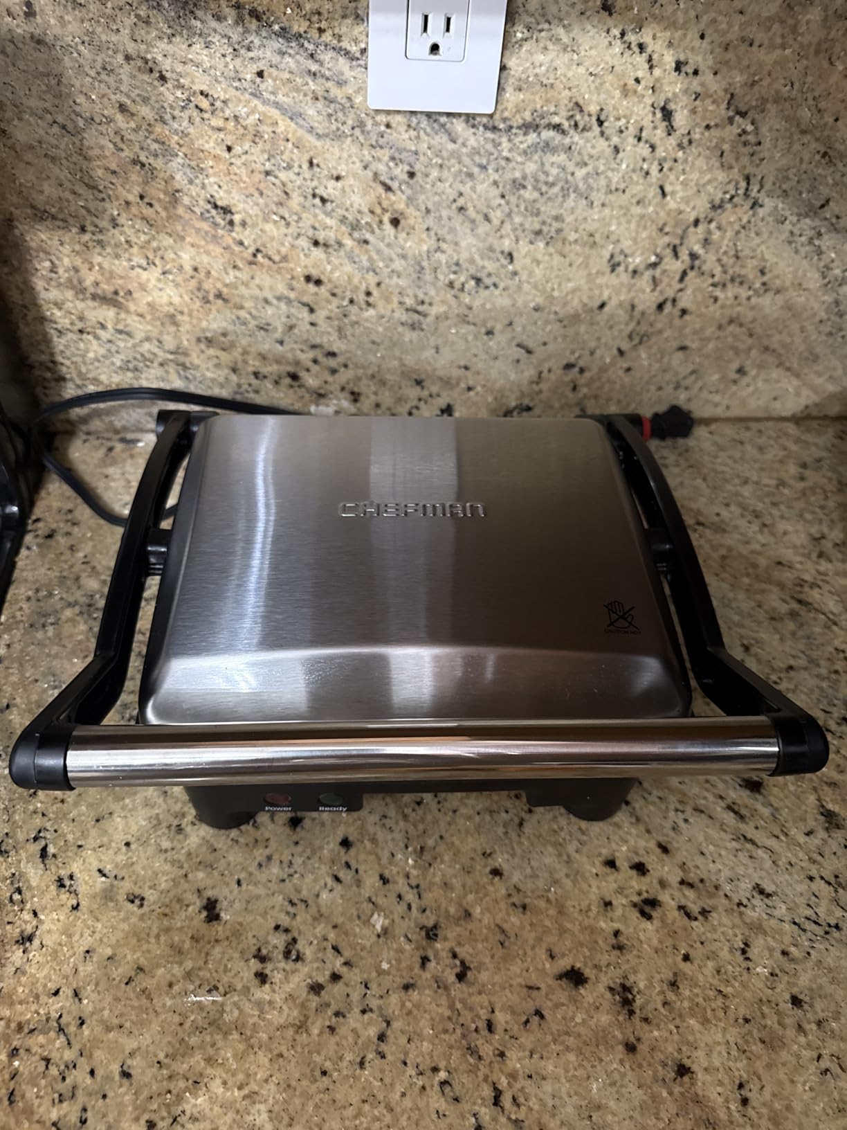 Chefman Panini Press Grill and Gourmet Sandwich Maker, Opens 180 Degrees, 4 Slice, Black customer photo 1