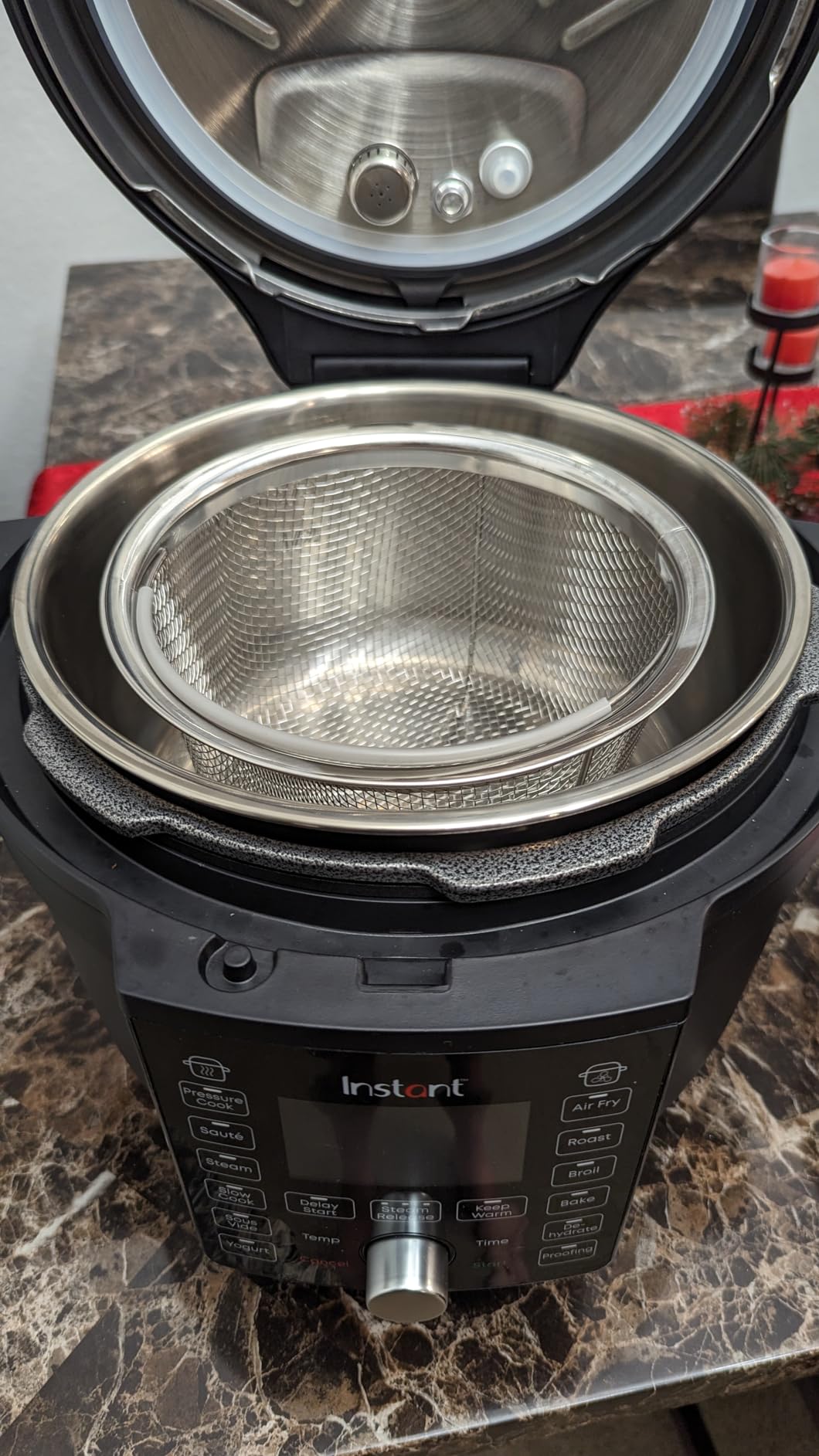 AOZITA Steamer Basket for Instant Pot Accessories 6 qt or 8 quart - 2 Tier Stackable 18/8 Stainless Steel Mesh - Silicone Handle - Vegetable Steamer Insert, Egg Basket, Pasta Strainer customer photo 1