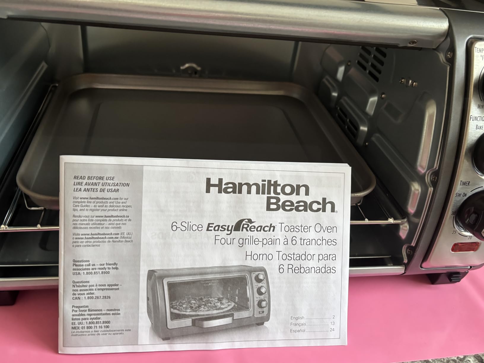 Hamilton Beach Easy Reach 6 Slice Countertop Convection Toaster Oven | Roll-Top Door For Easy Access | Bake, Broil & Toast Functions | 150 to 450ºF Adjustable Temp | Auto Shutoff | Silver customer photo 1