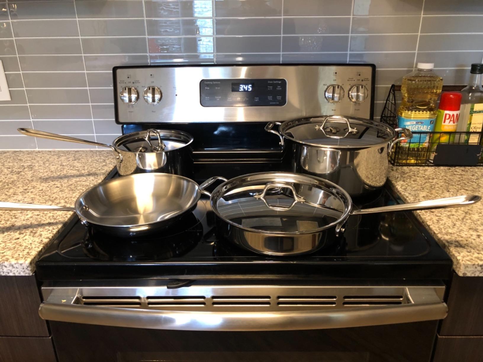 All-Clad D3 Stainless Steel 7 Piece Cookware Set- Made in USA- Includes Frying Pans, Saucepan, Sautepan, Stockpot - Professional Grade -Oven Safe & Induction Compatible customer photo 1