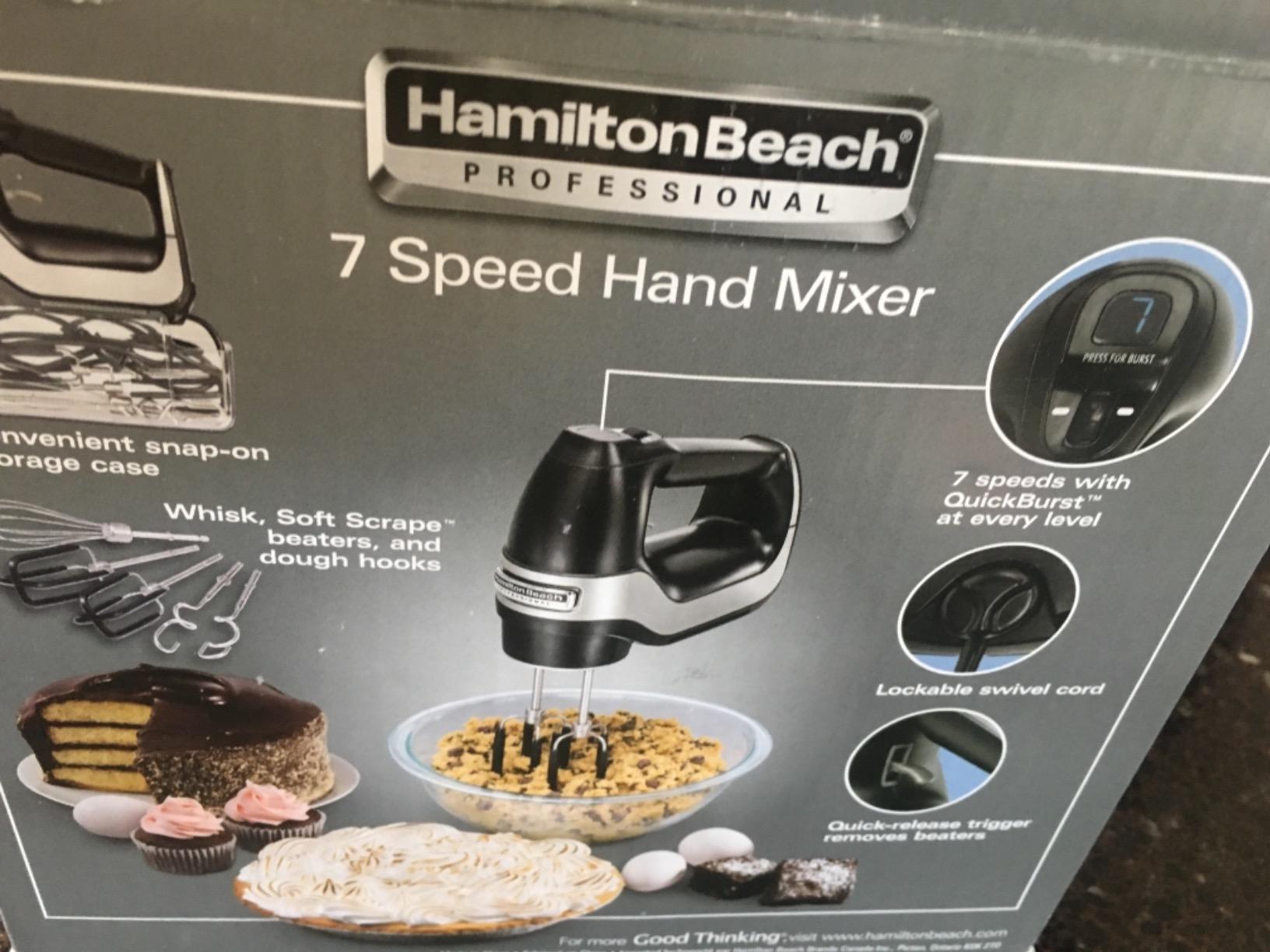 Hamilton Beach Professional 7-Speed Digital Electric Hand Mixer with High-Performance DC Motor, Slow Start, Snap-On Storage Case, SoftScrape Beaters, Whisk, Dough Hooks, White (62656) customer photo 2
