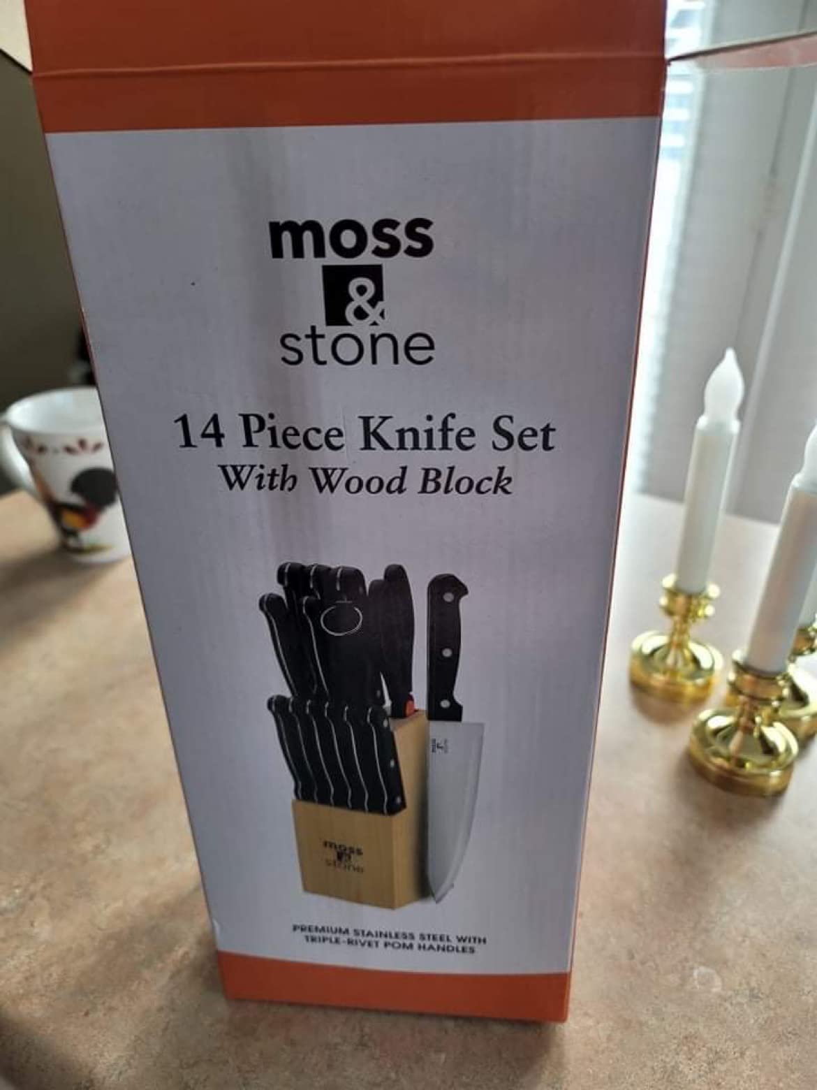 Moss & Stone 14 Pcs Kitchen Knife Set with Block, Stainless Steel | Premium forged kitchen knives with high-carbon sharp blades, ergonomic handle, rust-resistant knife block set for home & chef customer photo 2