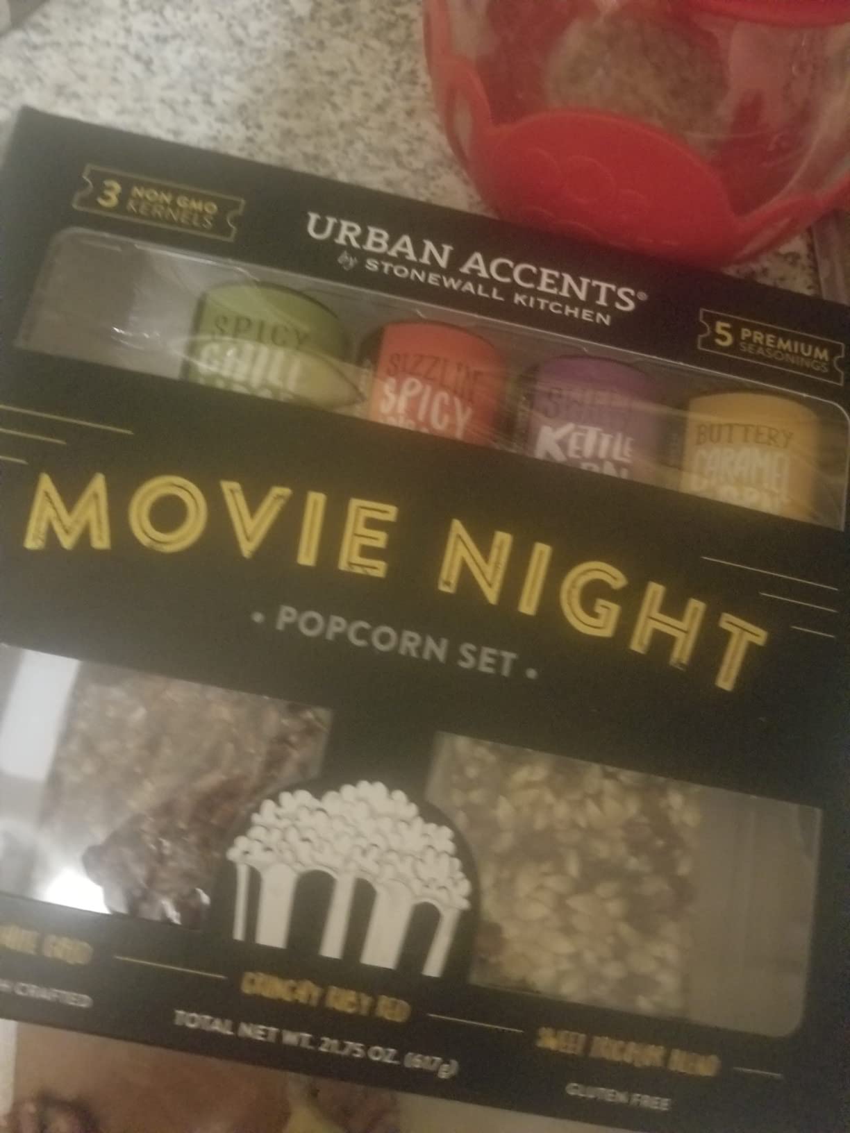 Urban Accents Movie Night Popcorn Gift Set - Includes 3 Gourmet Popcorn Kernel Varieties & 5 Flavorful Seasonings - Snack Gift Box customer photo 2