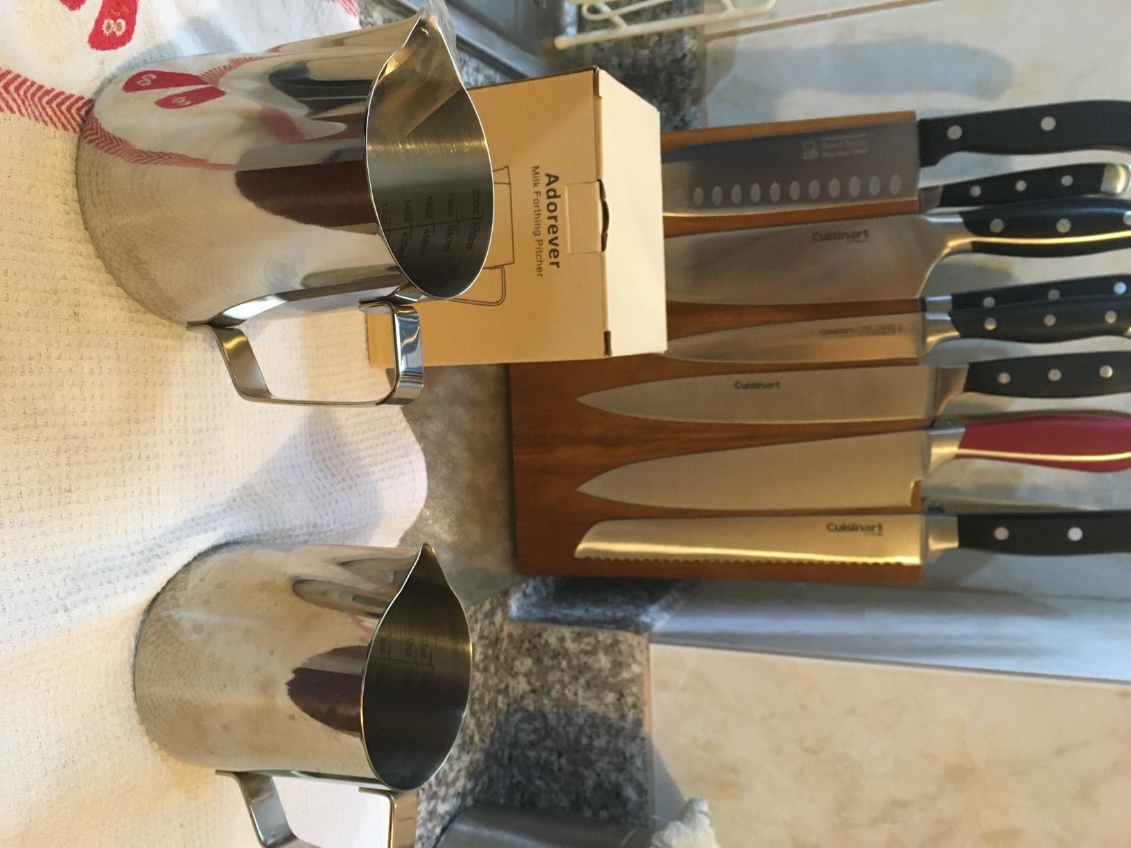 Milk Frothing Pitcher, 8.5oz/12oz/20oz/32oz/50oz/66oz Milk Frother Cup Stainless Steel, Espresso Accessories, Milk Steaming Pitchers Coffee Cappuccino Latte Art Barista Milk Jug Cup with Art Pen,12oz customer photo 2