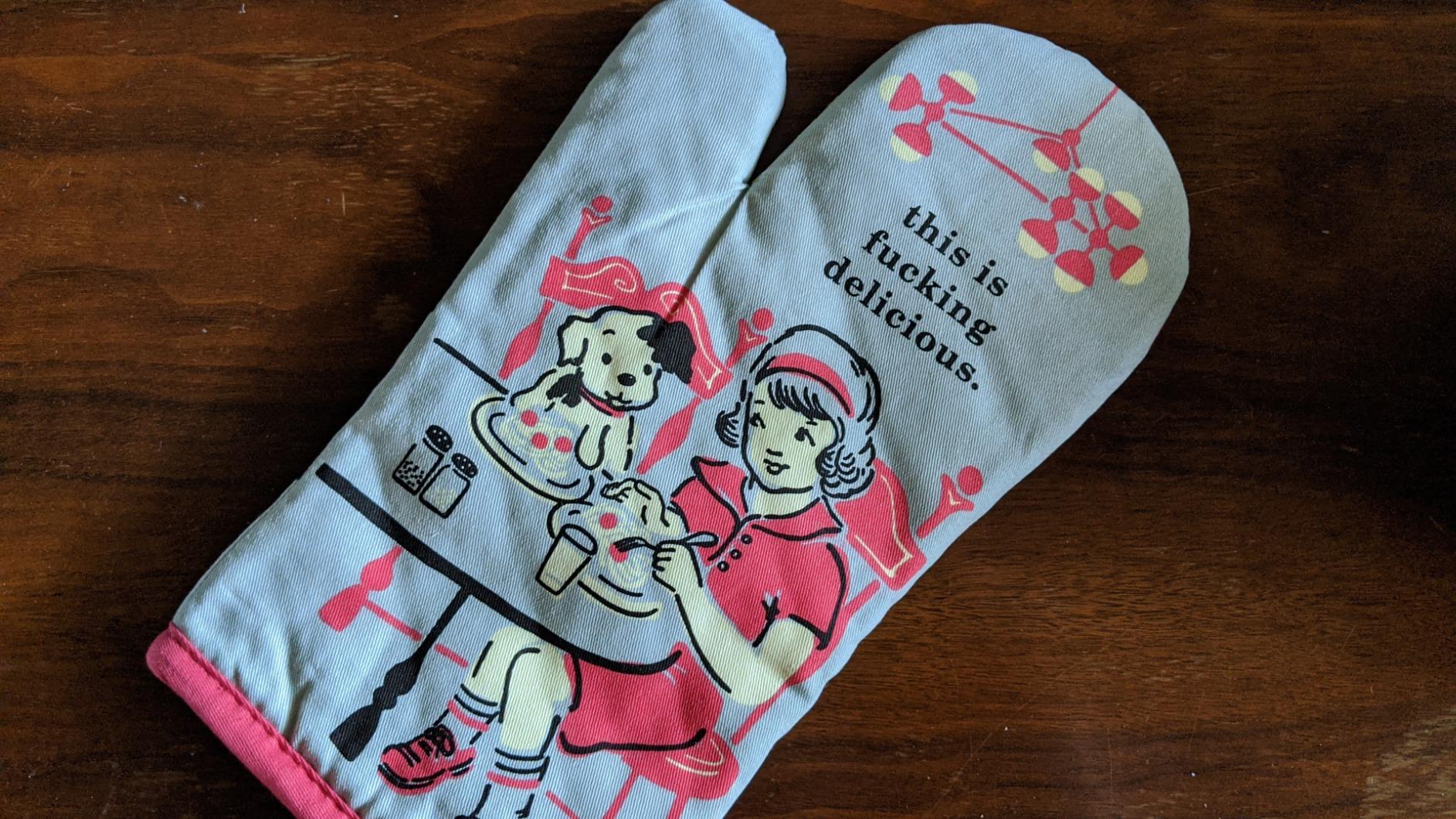 Blue Q Oven Mitts - Cute Kitchen Accessories & Kitchen Gifts - The Secret | Cute Oven Mitts with unique artwork, Super-Insulatted Quilting, Easy care maintenance, Kitchen gifts for women and home cooks customer photo 1