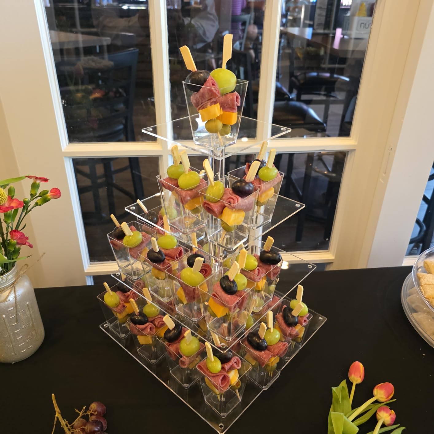 YestBuy Cupcake Stand with Yellow LED Lights, 4 Tier Cupcake Stand for 50 Cupcakes, Acrylic Cupcake Tower Stand, Clear Tiered Cupcake Holder for Birthday Candy Bar Décor Weddings, Parties Events customer photo 2