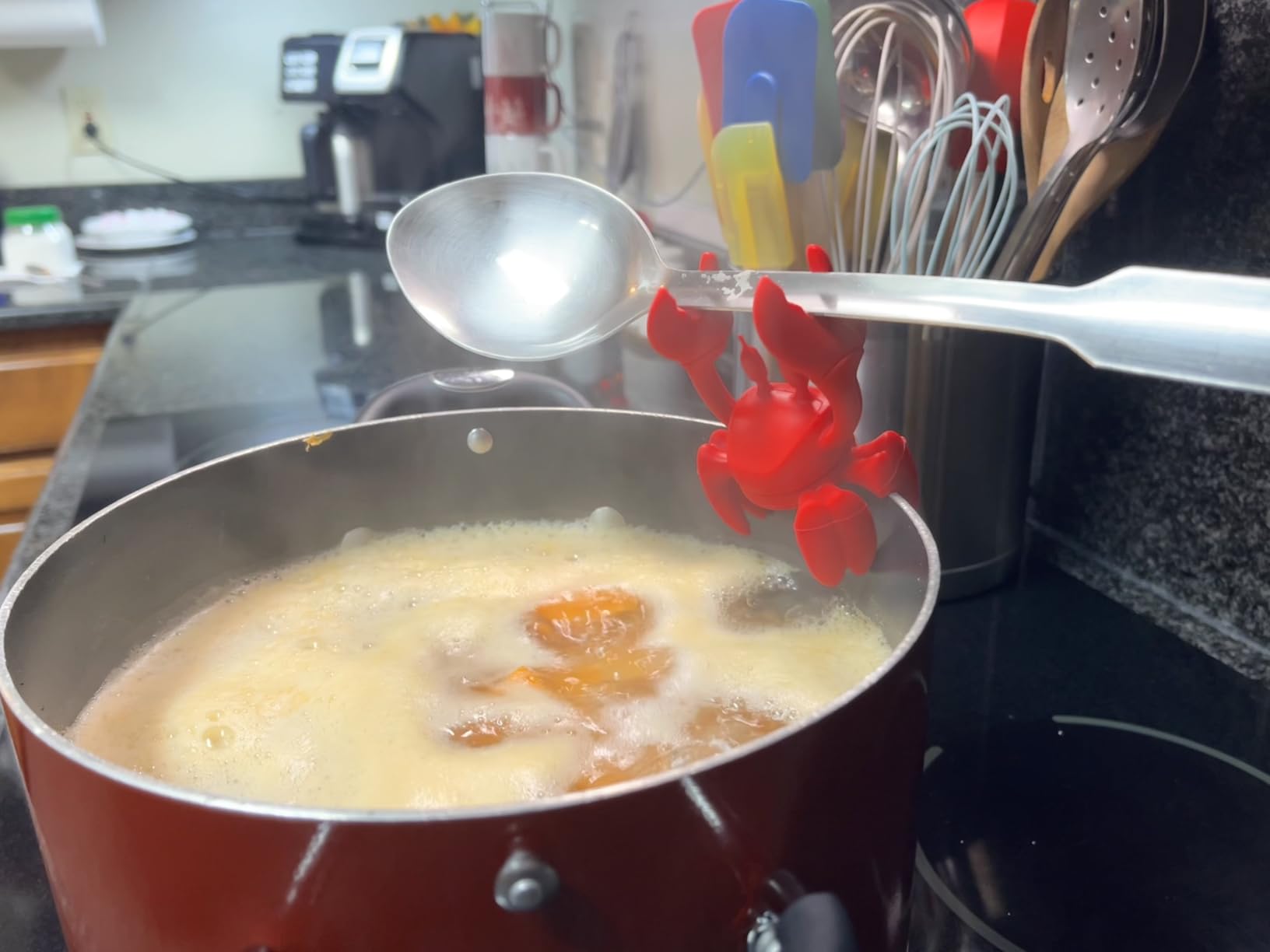 OTOTO 2 in 1 Silicone Spoon Rest & Steam Releaser - Large Spoon Holder for Stove Top - Unique and Useful Gift for Cooking - Heat Resistant Utensil Rest, Kitchen Gadgets, Red Gift (Red the Crab) customer photo 2