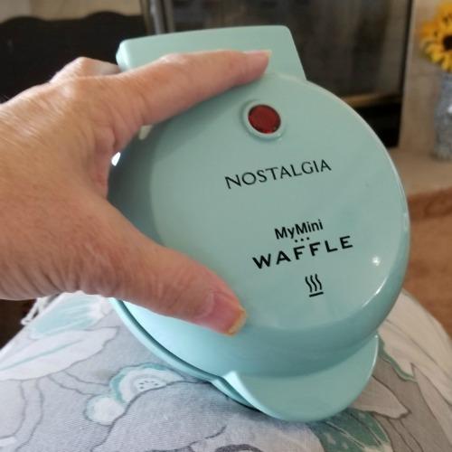 Nostalgia MyMini Personal Electric Waffle Maker, 5-Inch Cooking Surface, Waffle Iron for Hash Browns, French Toast, Grilled Cheese, Quesadilla, Brownies, Cookies, Aqua customer photo 1