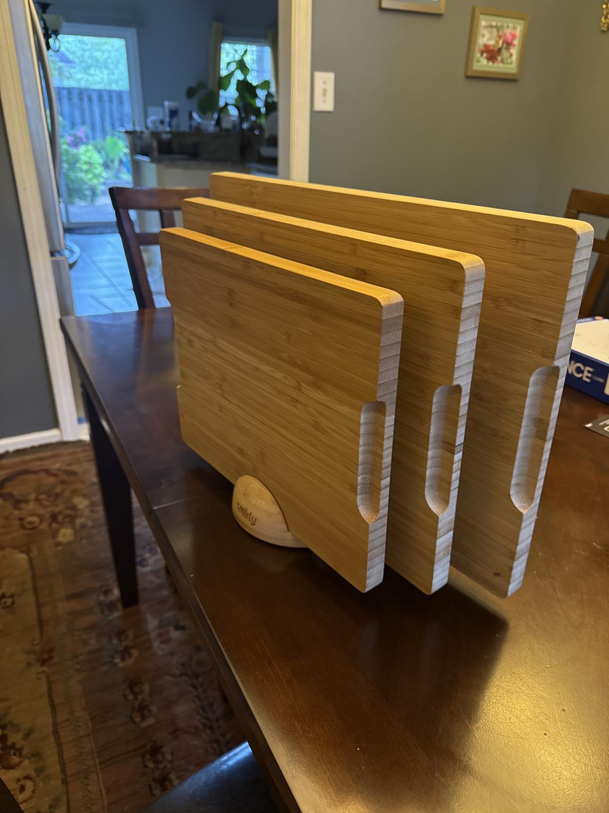 SMIRLY Cutting Boards for Kitchen, 3 Piece Bamboo Cutting Board with Stand customer photo 2