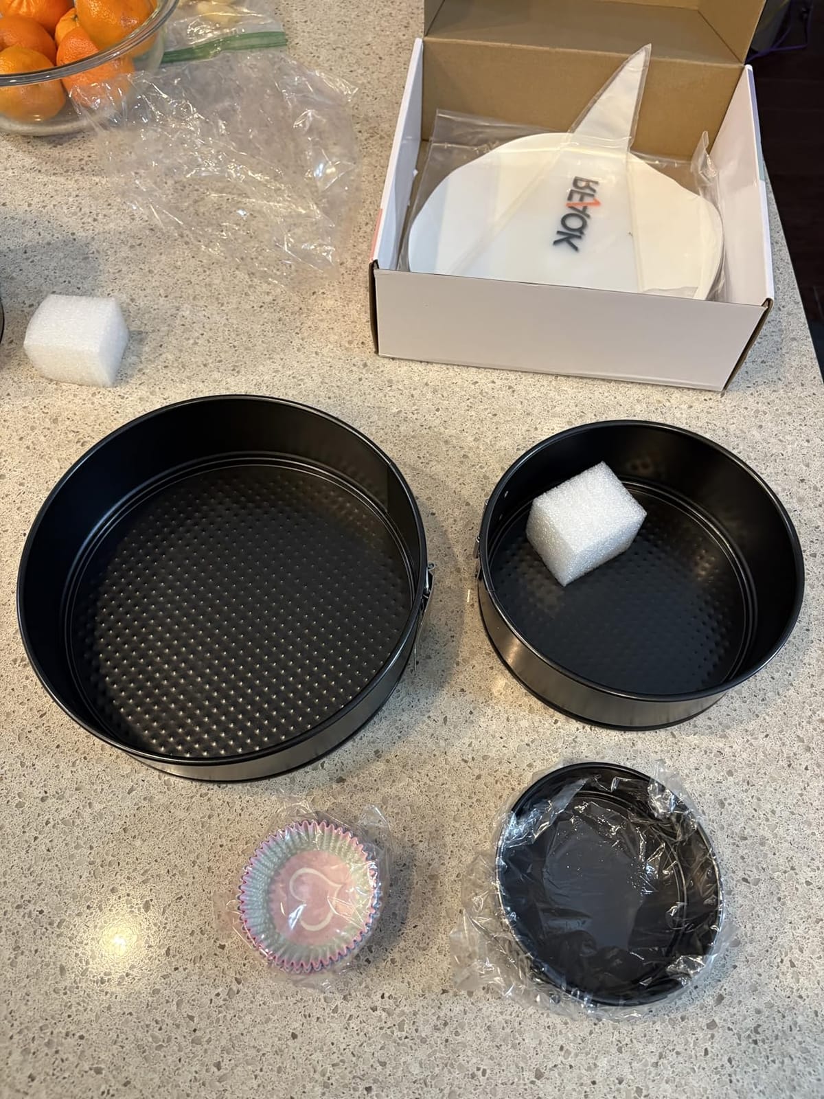 RFAQK 100pcs Cake Pan Sets for Baking + Cake Decorating Supplies: 3 Non-Stick Springform Pans Set (4, 7, 9 inches), Icing Tips, Cake Leveler – Multi-functional Leak-Proof CheeseCake Pan & eBook customer photo 1