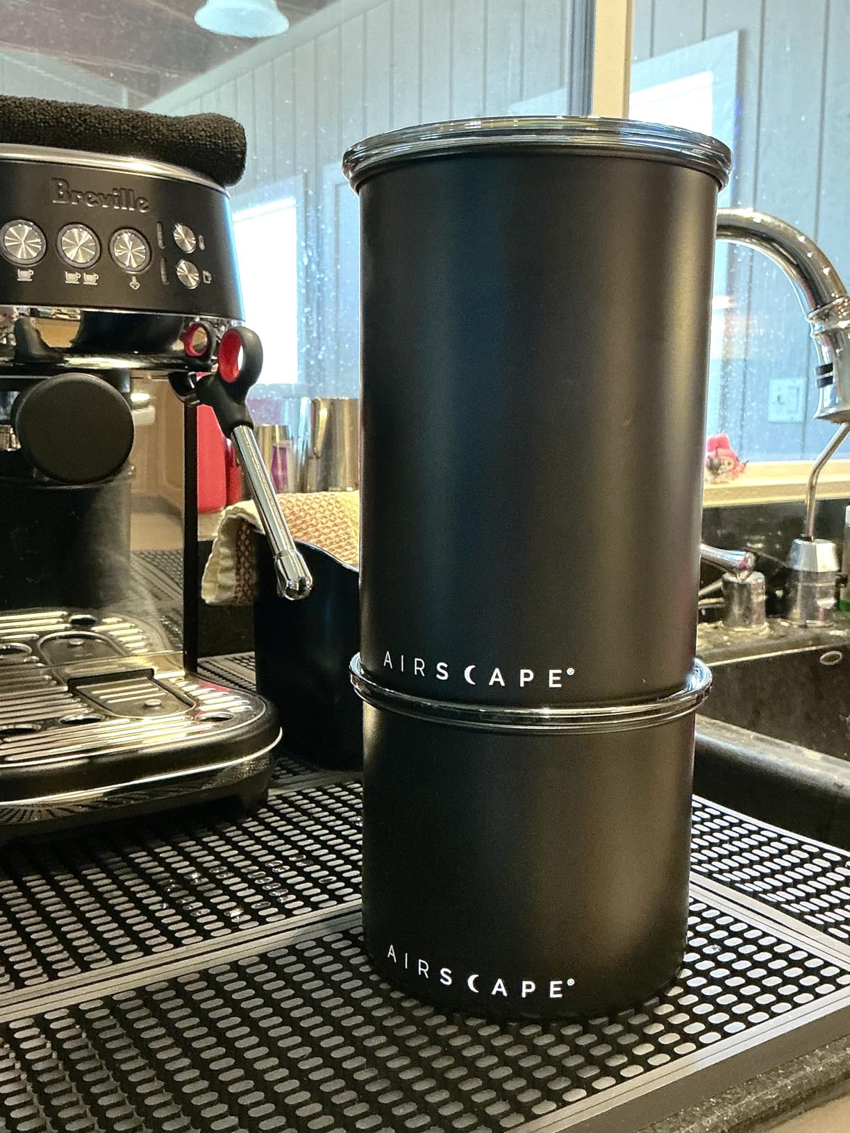 AirScape Planetary Design Stainless Steel Coffee Canister | Food Storage Container | US Patented Inner Plunger Lid REMOVES Excess Oxygen | Don't Buy airtight, Buy AIR-Less | (Medium, Matte Black) customer photo 2