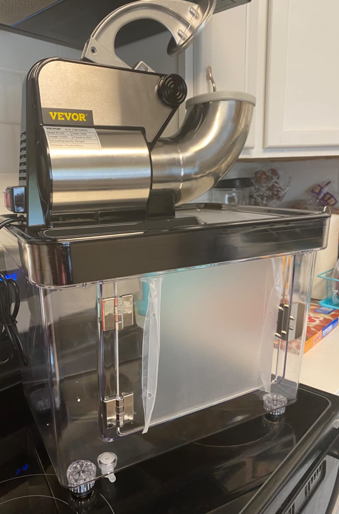 VEVOR 110V Commercial Ice Crusher 661LBS/H, ETL Approved 300W Electric Snow Cone Machine with Dual Blades, Stainless Steel Shaved Ice Machine with Safety On/Off Switch for Family, Restaurants, Bars customer photo 2