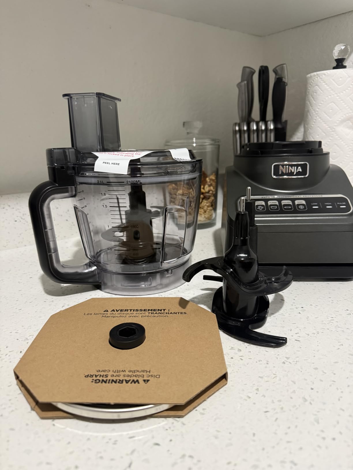 Ninja Professional Plus Food Processor, 1000PW, 9-Cup, Grey, BN601 | Auto-iQ presets chop, slice, puree & mix dough. 9-cup bowl, 3 blades, feed chute & pusher. Dishwasher-safe parts. customer photo 2
