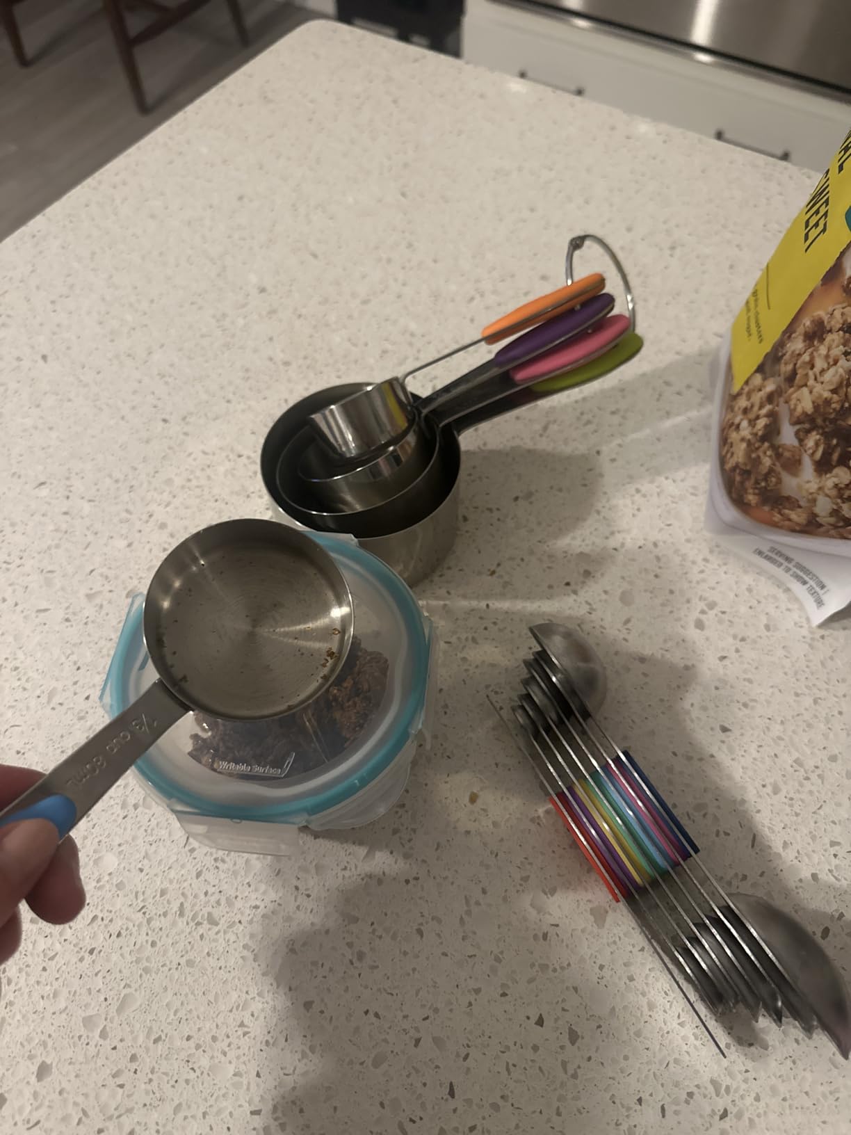 Measuring Cups and Magnetic Measuring Spoons Set, Stainless Steel Measuring Cups, 6 Double-Sided Stainless Steel Measuring Spoons & 1 Leveler (12) customer photo 2