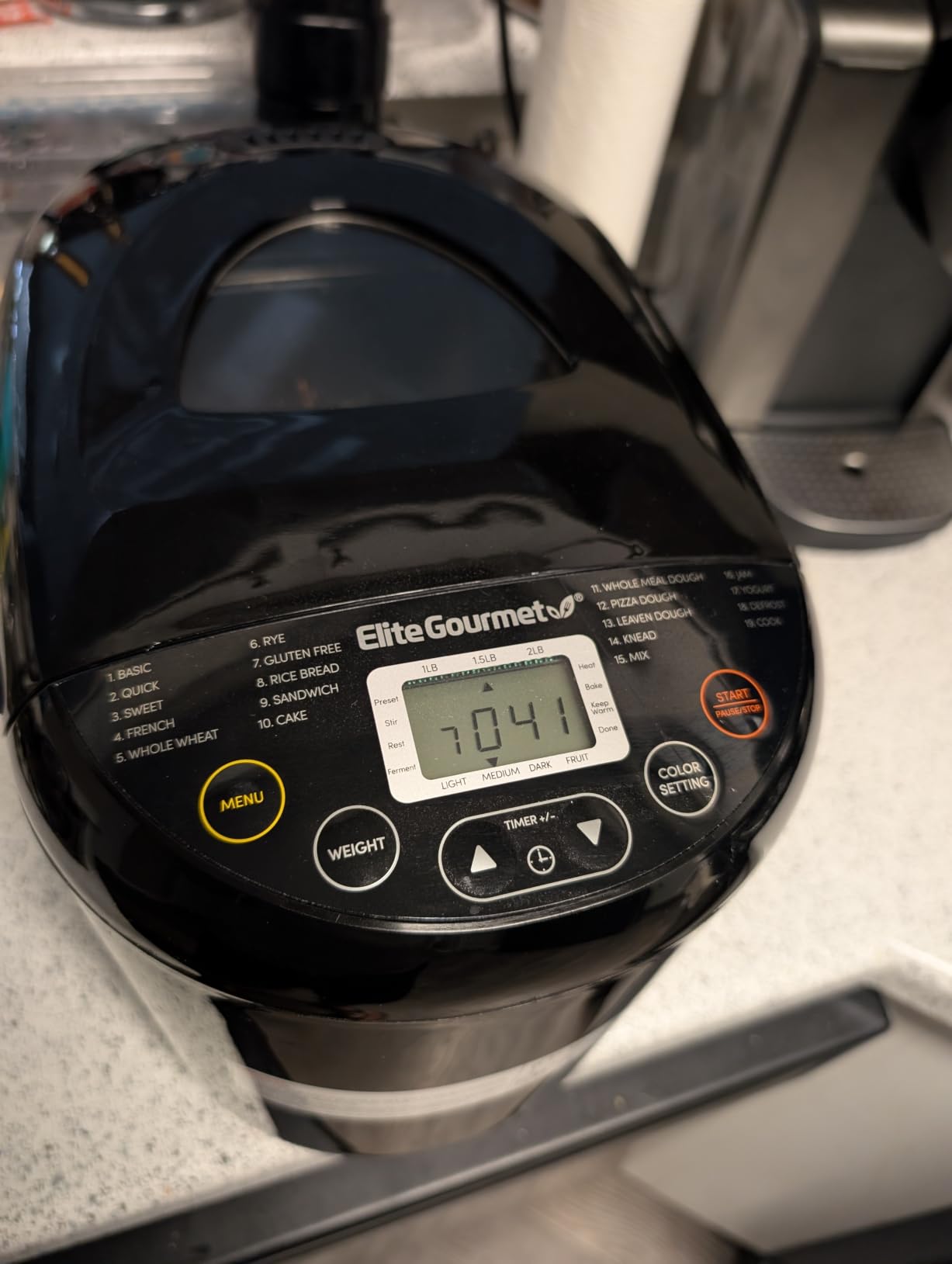 Elite Gourmet Programmable Bread Maker, 2 lb Loaf, 3 Sizes, 19 Presets incl. Gluten-Free, Dough & Jam, Delay Timer, Black customer photo 1
