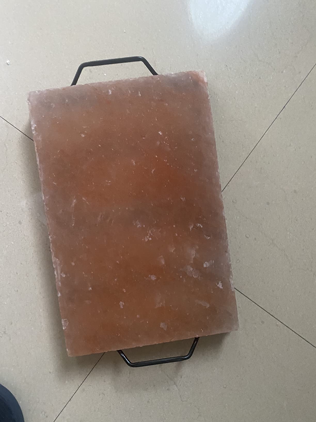 UMAID Himalayan Salt Block Cooking Plate 8x8x1.5 - Food Grade Pink Himalayan Salt Stone for Cooking, Salt Block for Grilling, Serving & Cutting - Includes Steel Tray & Grilling Recipe Booklet - Unique Gifts for Men & Women customer photo 1