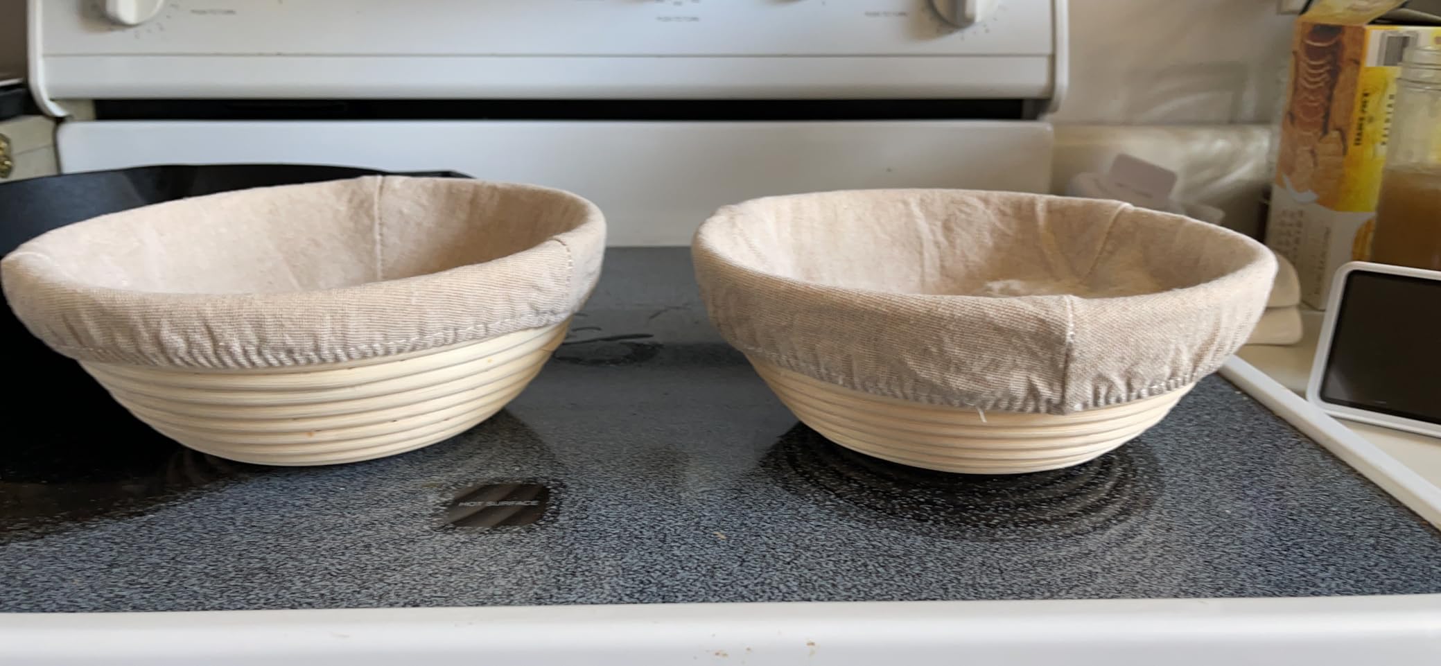 Rattan Banneton Bread Proofing Basket Set of 2, 9 Inch Round | For sourdough, boule and artisan loaves; supports dough during final proof for easier shaping and defined spiral lines customer photo 1