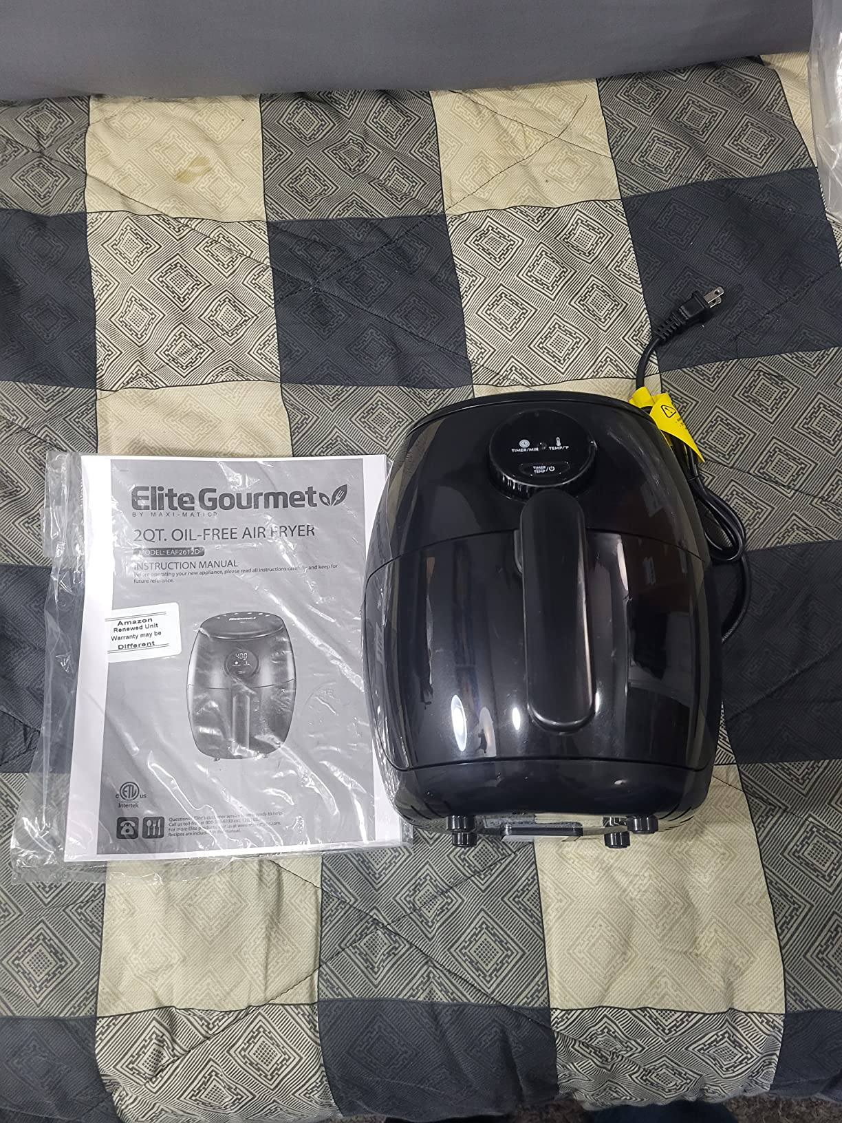 Elite Gourmet EAF2612D Personal Programmable Air Fryer, 1000W, 2.1Qt, Black, Compact Space-Saving Design, Oil-Less Healthy Cooker, Timer & Temperature Controls customer photo 1