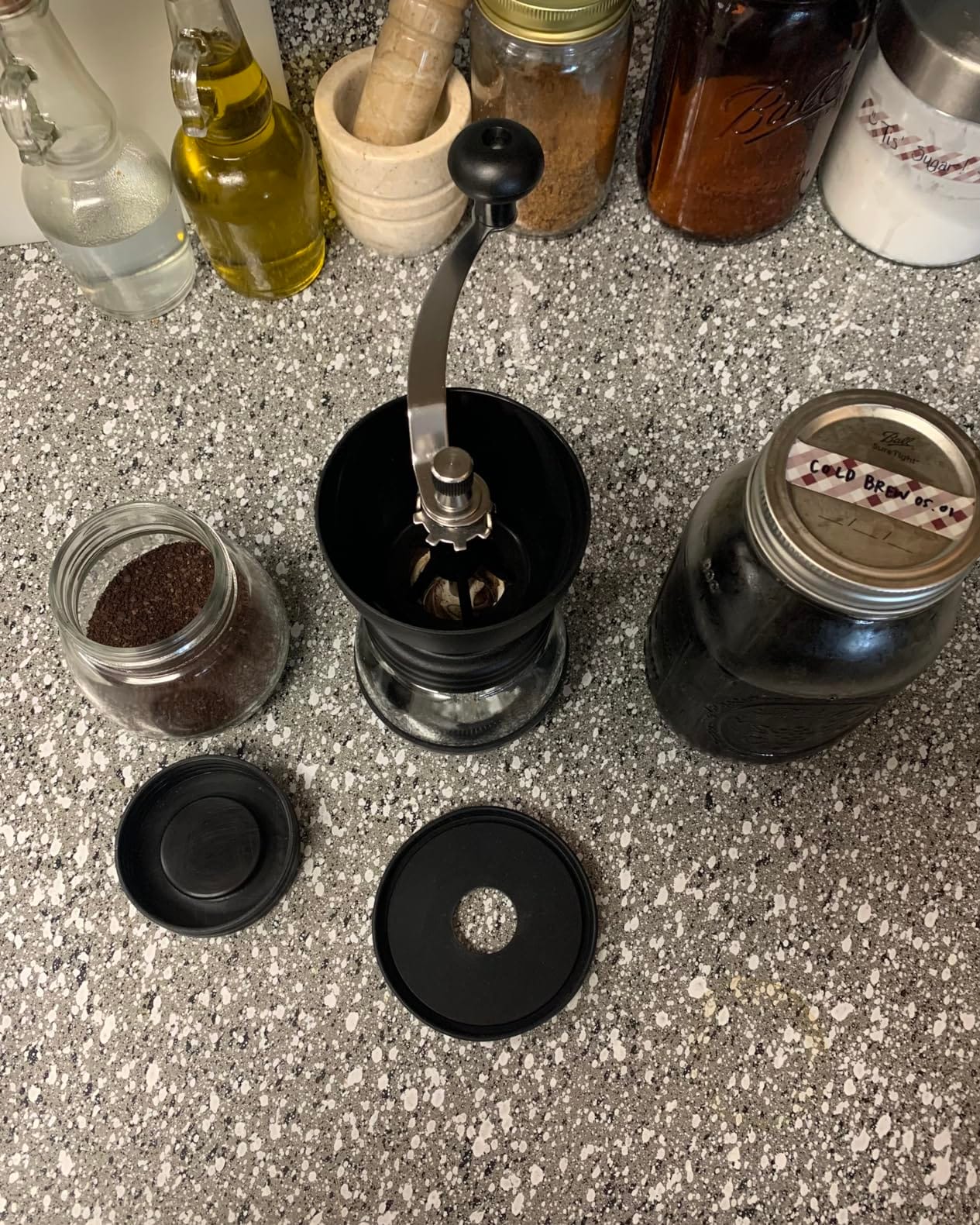 PARACITY Manual Coffee Grinder, Ceramic Burr, 2 Glass Jars, 11oz per Jar | This hand coffee grinder, a small coffee bean grinder, has a steel crank for drip, espresso, French press and Turkish brew customer photo 1