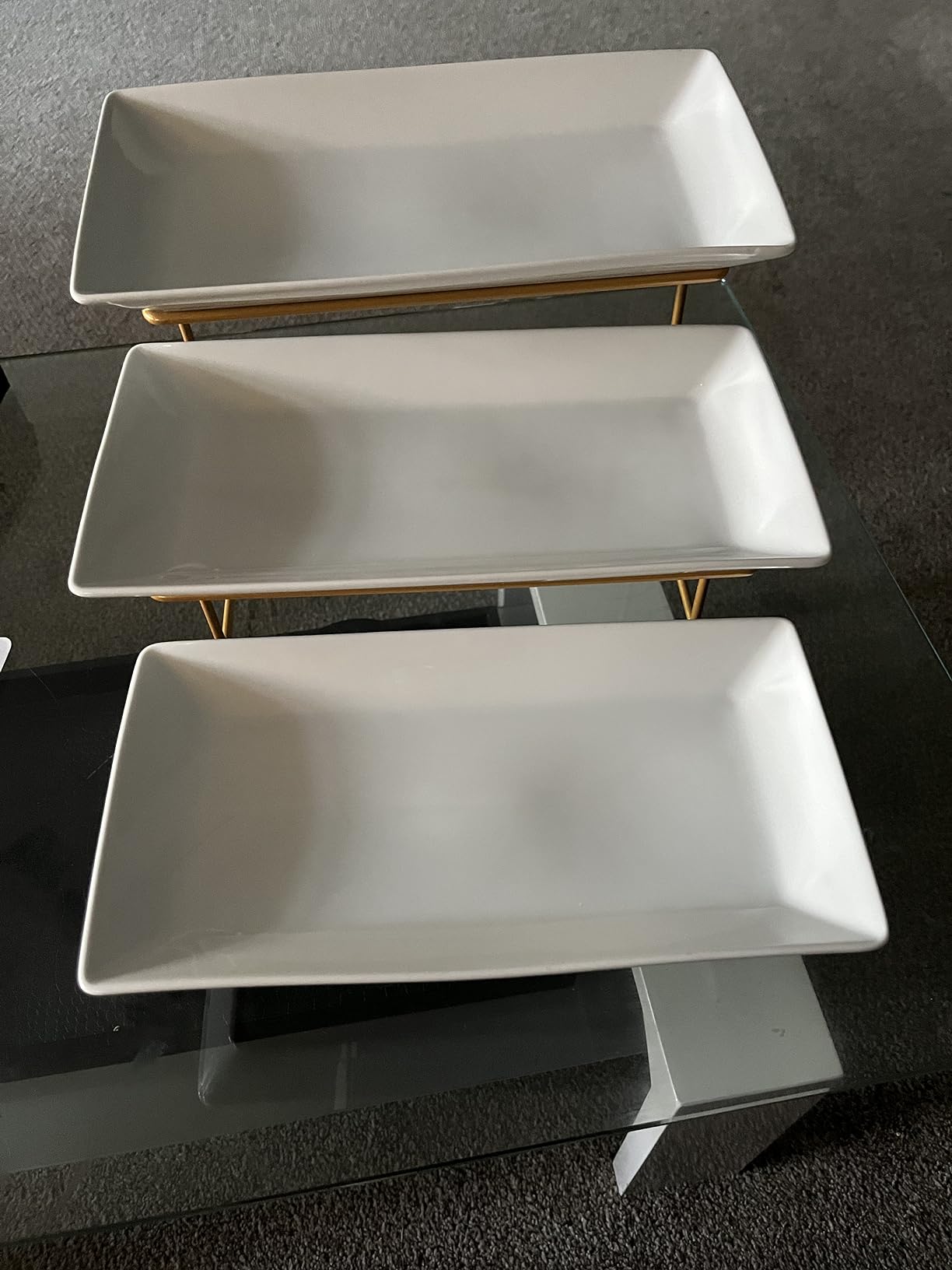 YHOSSEUN 3 Tier Serving Tray for Party,Tiered Serving Platters, 14 In Gold customer photo 1