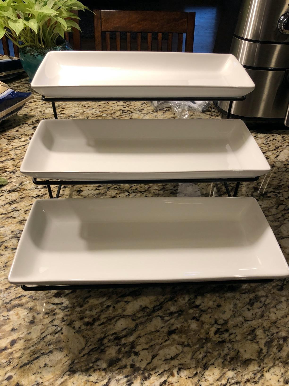 YHOSSEUN 3 Tier Serving Tray for Party,Tiered Serving Platters, 14 In Gold customer photo 2