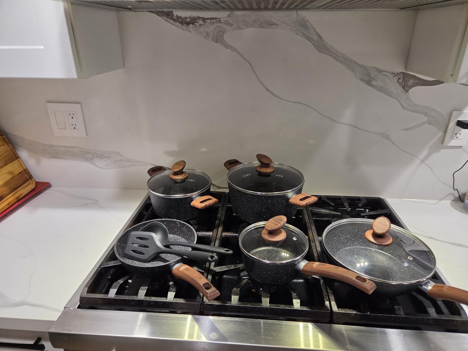 Kitchen Academy Pots and Pans Set Non Stick, 12pcs Induction Cookware | Nonstick Kitchen Cookware Set, Black Granite Cooking Pans, PFOS & PFOA Free, Easy Food Release, Fast & Even Heating customer photo 1