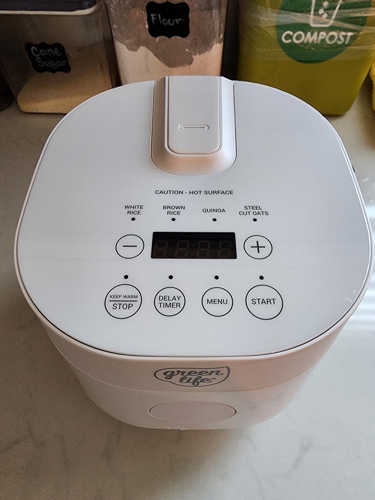 GreenLife Digital Rice Cooker, 2-Cups Uncooked/4-Cups Cooked, Removable Nonstick Ceramic PFAS-Free Pot, One-Touch Presets, Oats, Quinoa, Brown Rice, Auto Keep Warm, Fuzzy Logic Tech, 1.5QT, White customer photo 2