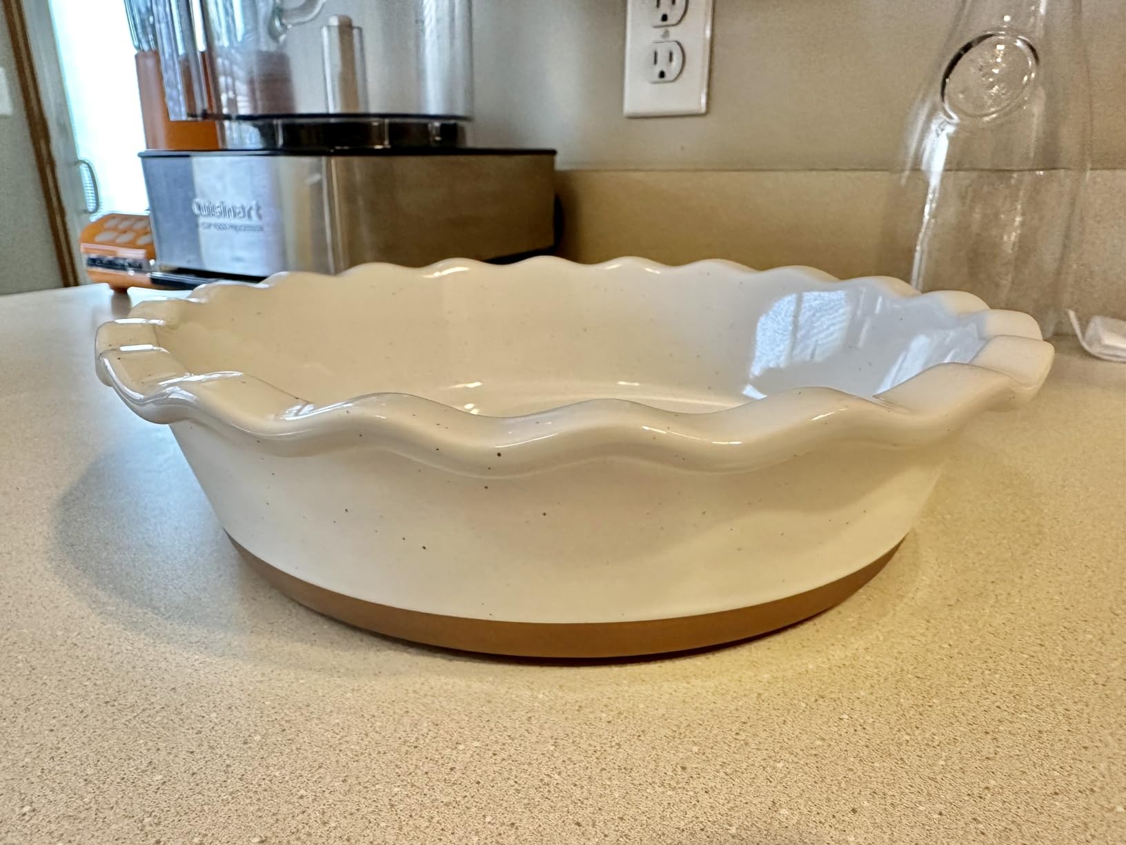 MORA Ceramic Pie Pan for Baking - 9 inch - Deep and Fluted Pie Dish for Old Fashion Apple Pie, Quiche, Pot Pies, Tart, etc - Modern Farmhouse Style Porcelain Ceramic Pie Plate - Vanilla White customer photo 2