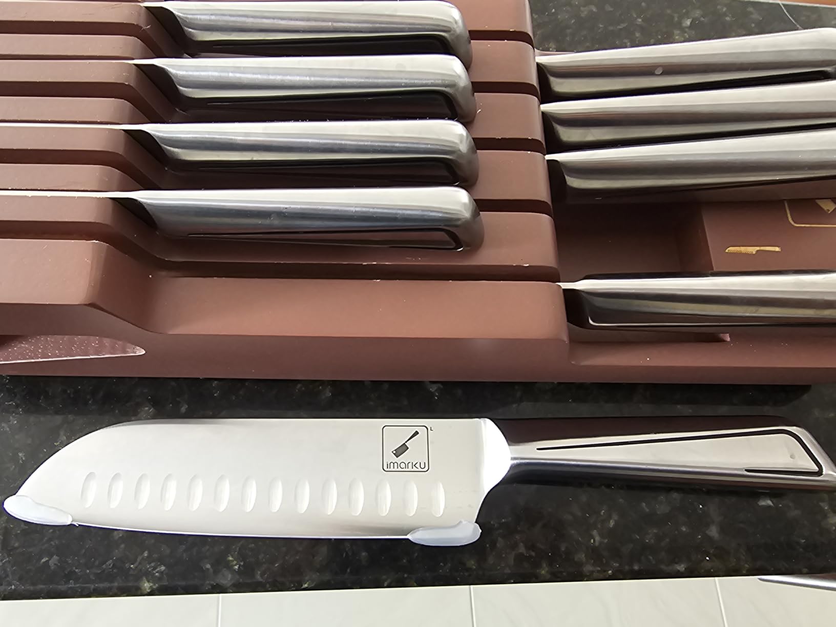 imarku 14 Piece Stainless Steel Knife Set with Build-in Sharpener | Japanese High-Carbon Stainless Steel Blades | 56±2 HRC Hardness | Full Tang Ergonomic Handle | Ideal Home Cooking Gift customer photo 2