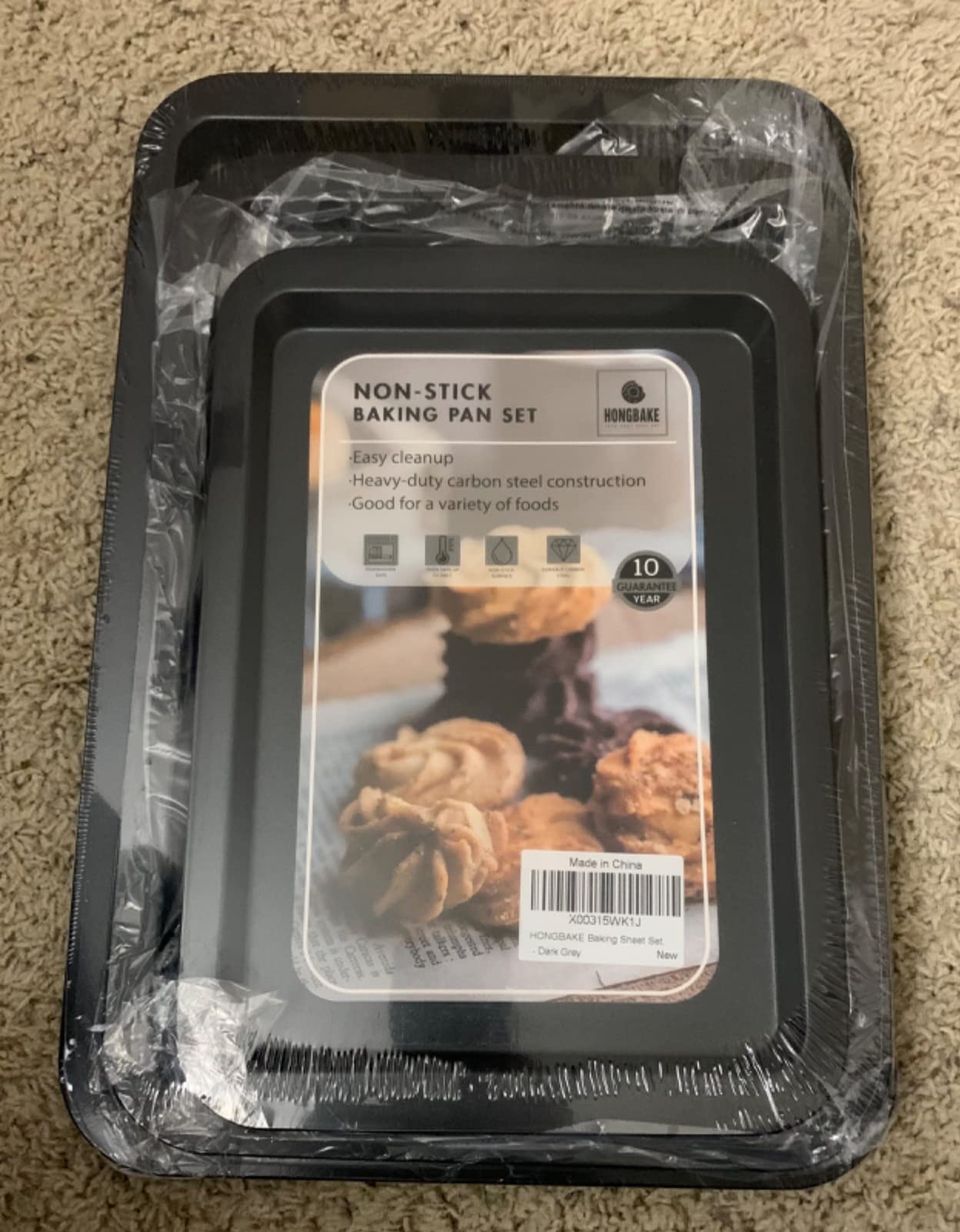 HONGBAKE Ceramic Baking Sheet Pan Set of 3, Non-Toxic | Commercial Cookie Sheets for Oven, Nonstick Half/Jelly Roll/Quarter Baking Tray, Dark Grey customer photo 2