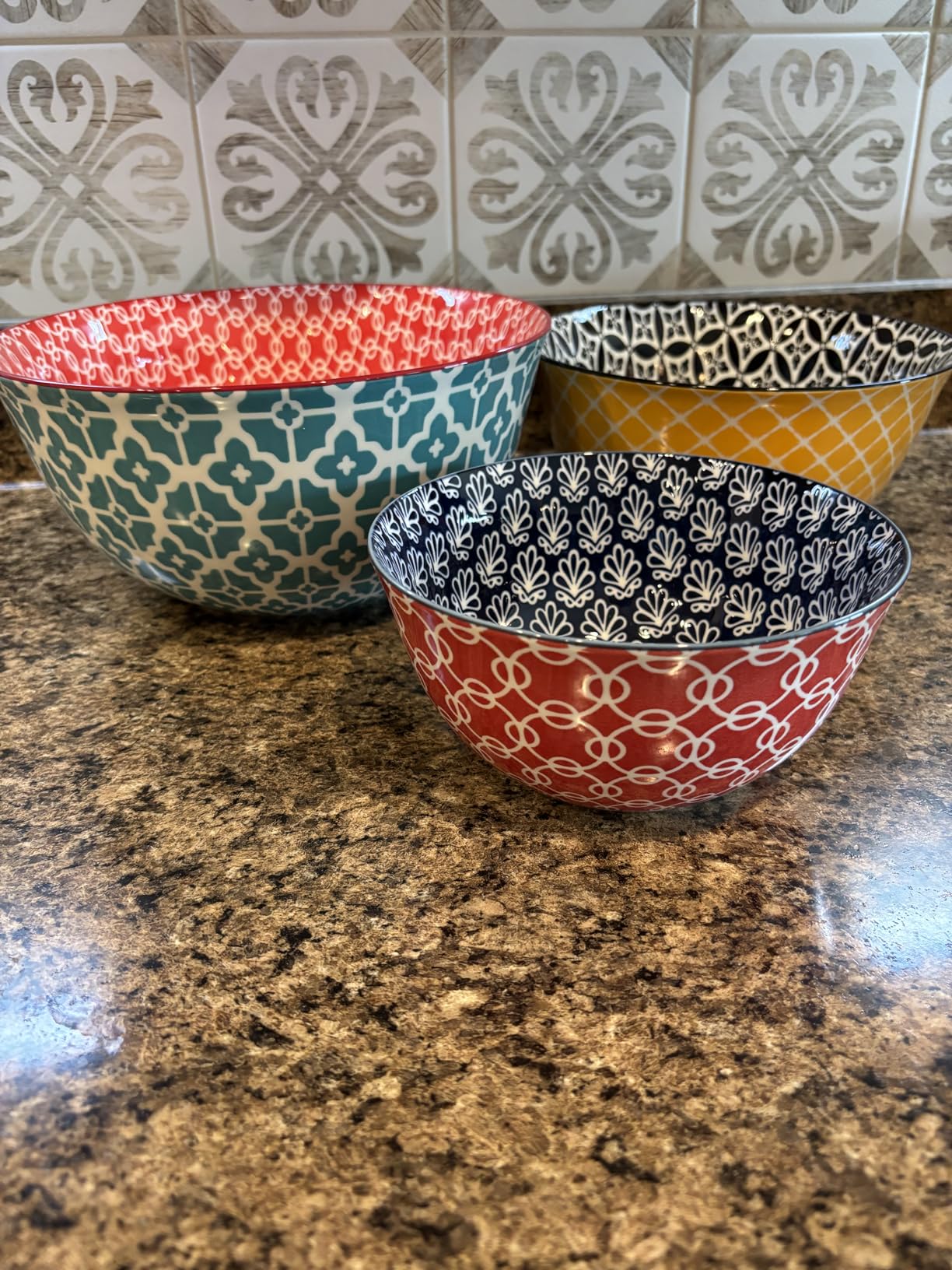 DOWAN Mixing Bowls, Ceramic Nesting Bowls for Kitchen, 3.7/2/1 Qt, Set of 3, Microwave Dishwasher Safe customer photo 1
