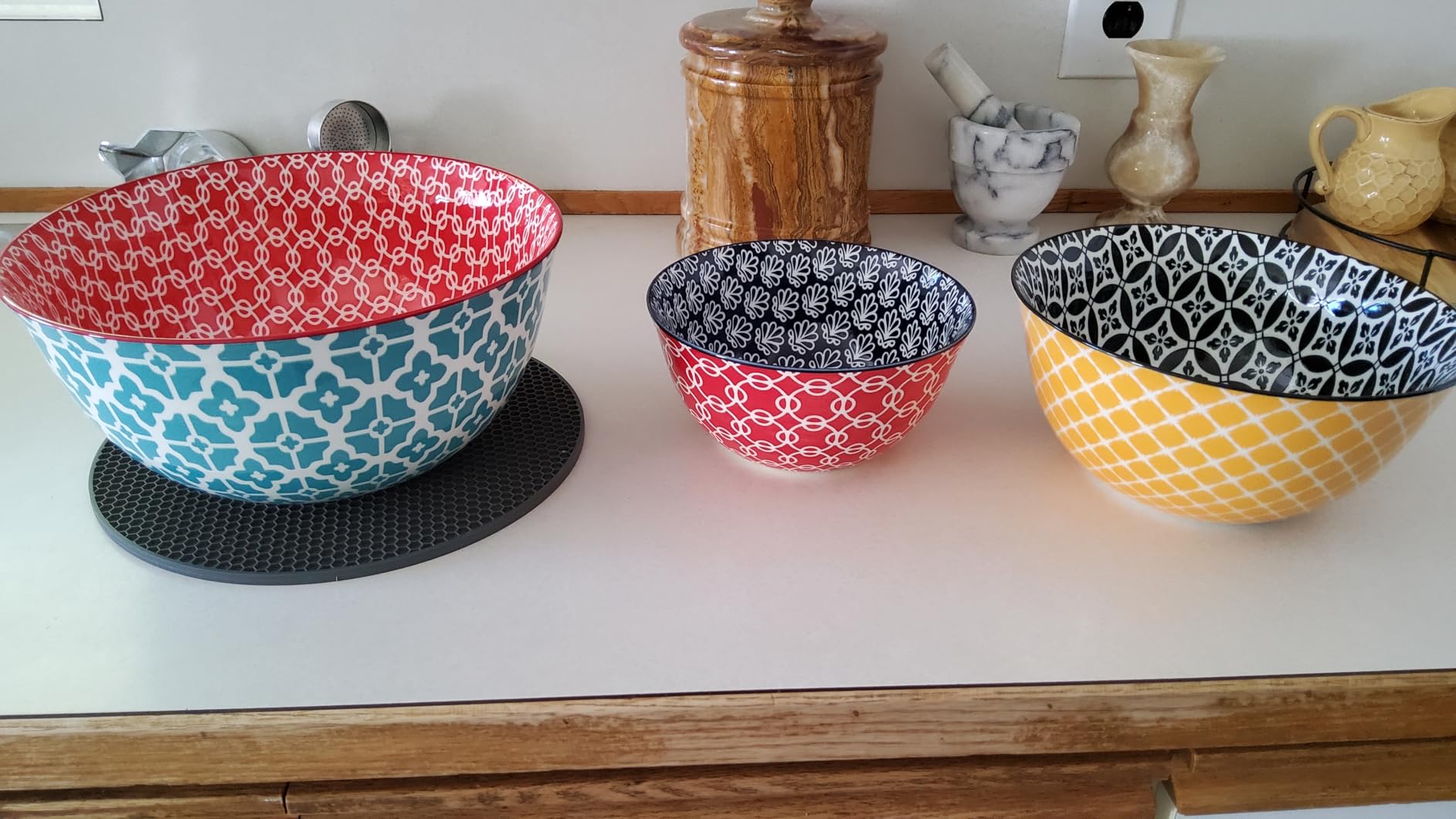 DOWAN Mixing Bowls, Ceramic Nesting Bowls for Kitchen, 3.7/2/1 Qt, Set of 3, Microwave Dishwasher Safe customer photo 2