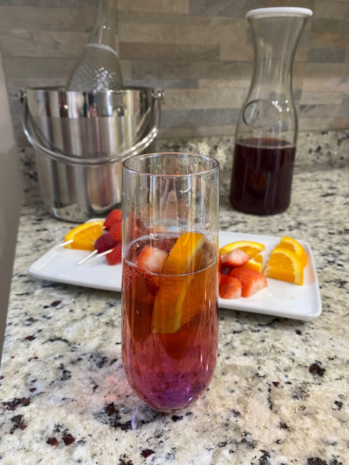 JoyJolt Glass Carafe with Lid, Set of 3 – 1 Liter Glass Pitcher for Mimosa Bar, Water, Iced Tea, Juice, Wine, Lemonade, Milk – Dishwasher Safe Beverage Drink Dispensers for Brunch, Parties customer photo 2